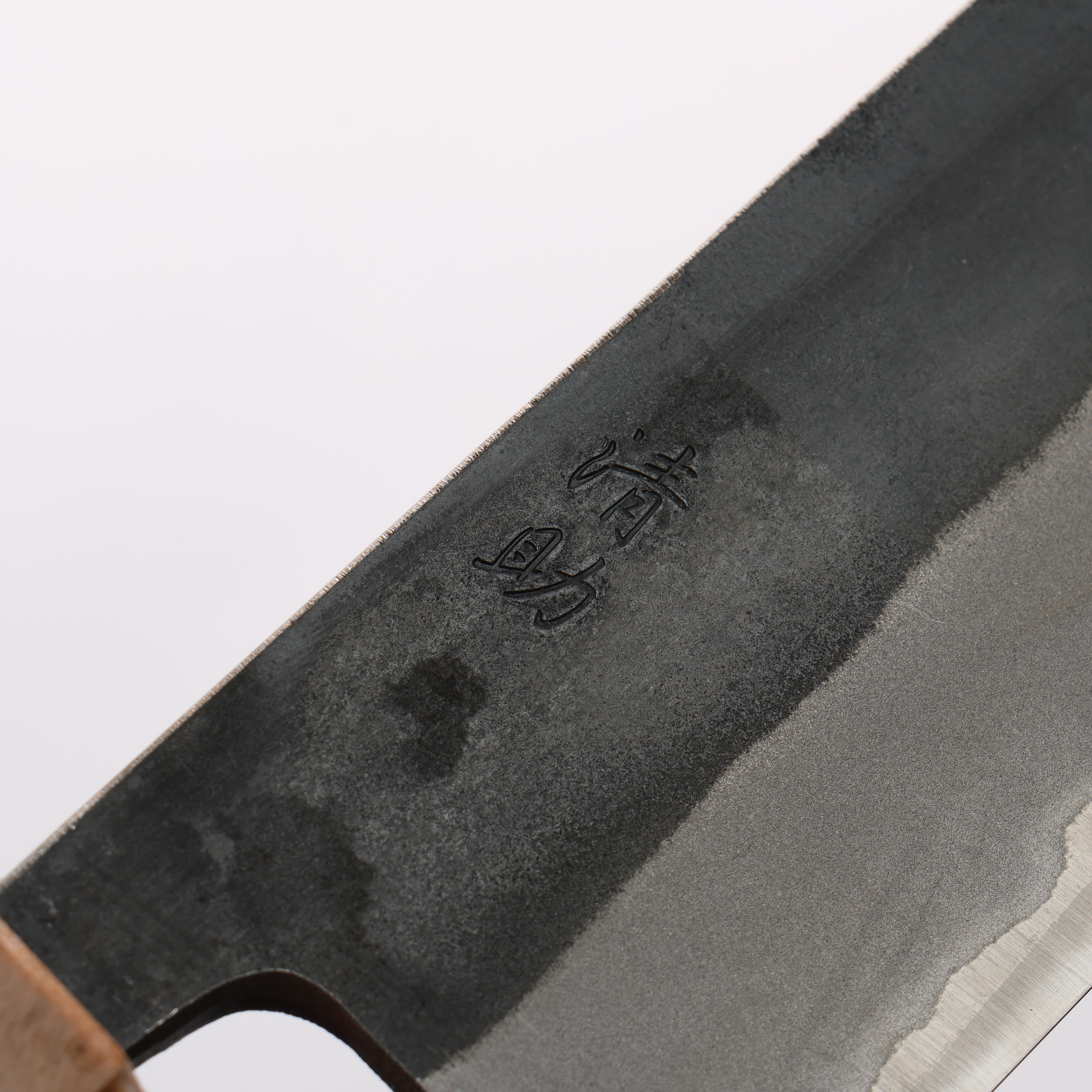 Seisuke Blue Steel No.2 Black Finished Kiritsuke Gyuto 210mm Burnt Chestnut (ferrule: Cherry Wood) Handle - Japanny - Best Japanese Knife