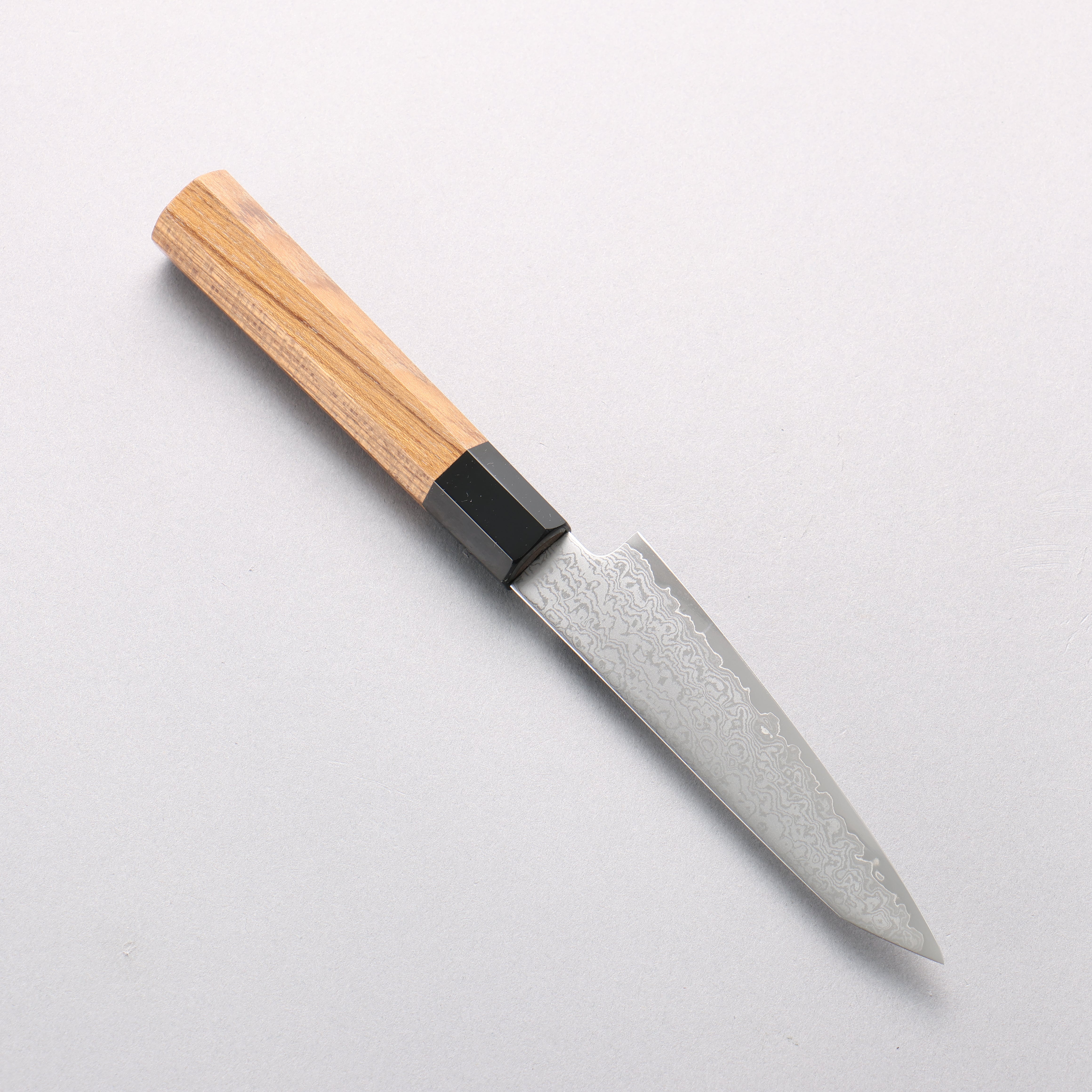 Seisuke VG10 Damascus Kiritsuke Petty-Utility 120mm Teak (ferrule: Black Plastic) Handle - Japanny - Best Japanese Knife