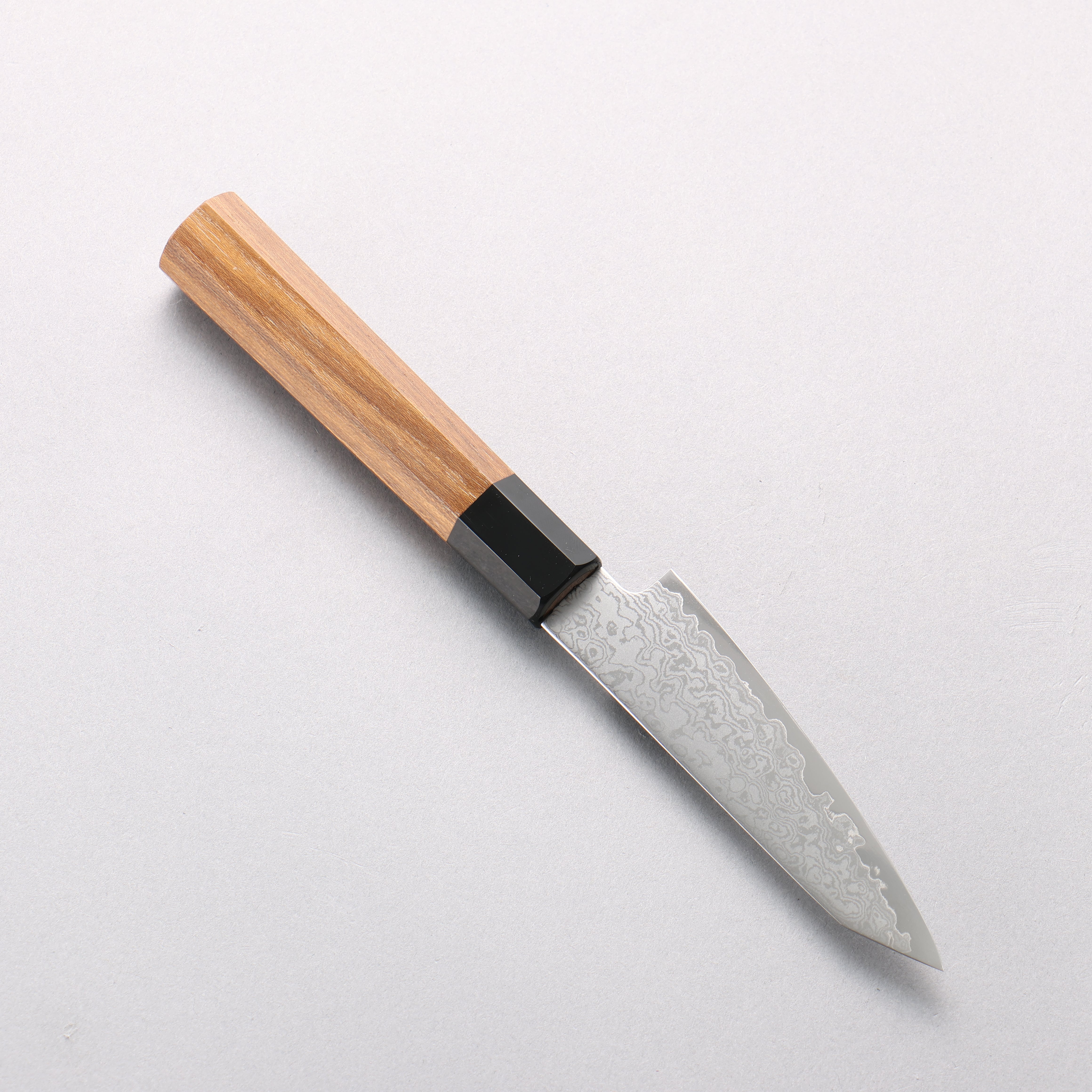 Seisuke VG10 Damascus Kiritsuke Petty-Utility 105mm Teak (ferrule: Black Plastic) Handle - Japanny - Best Japanese Knife