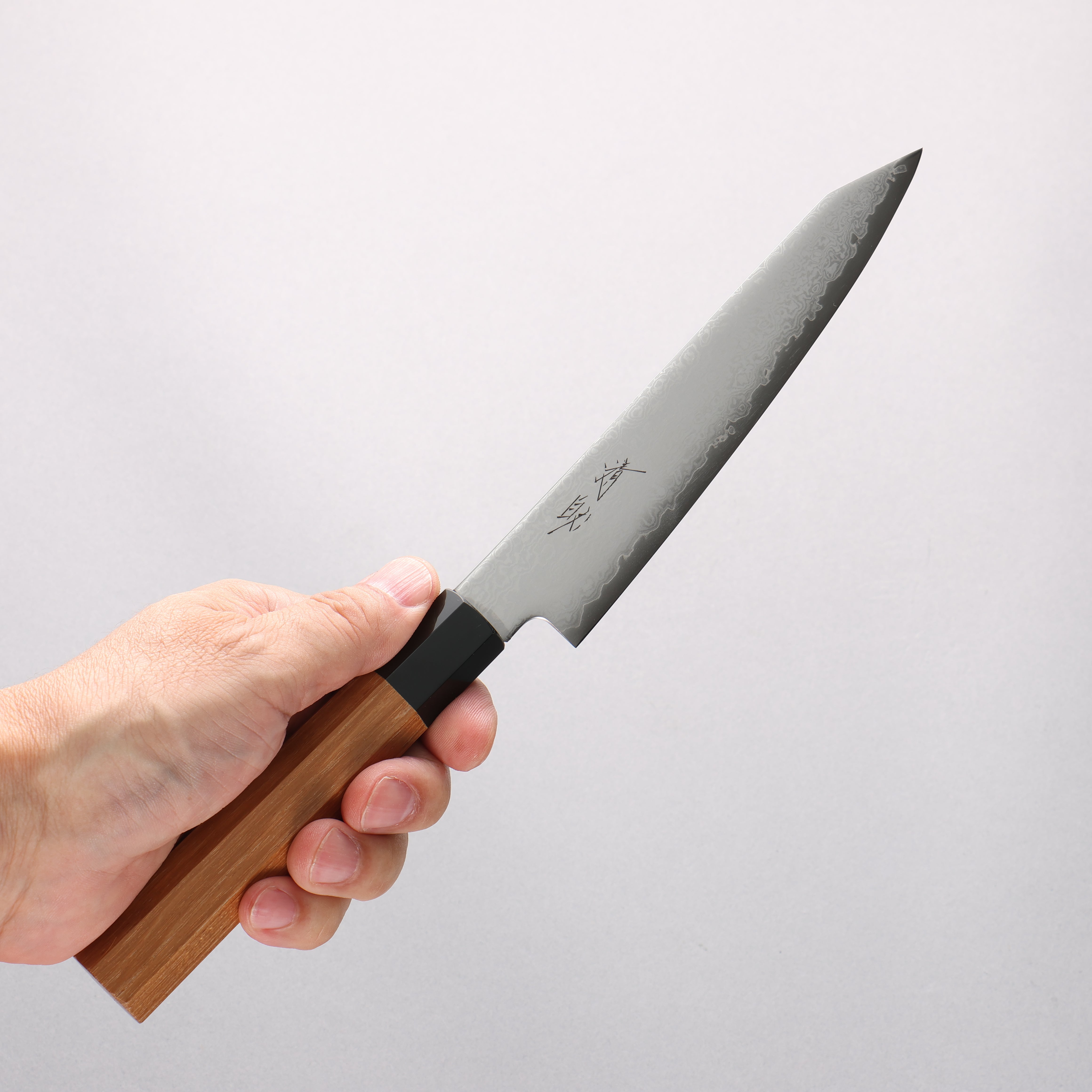 Seisuke VG10 Damascus Kiritsuke Petty-Utility 120mm Teak (ferrule: Black Plastic) Handle - Japanny - Best Japanese Knife