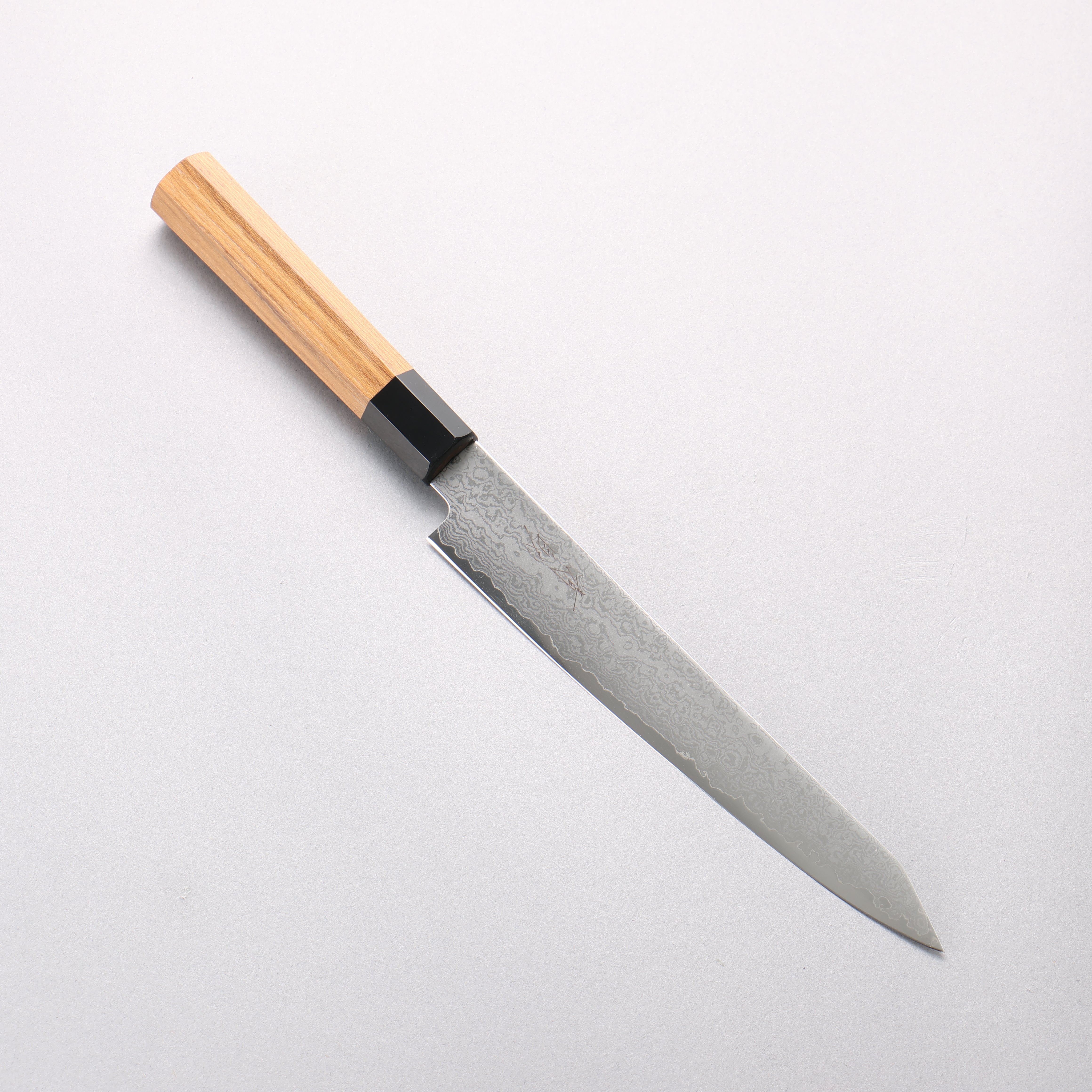 Seisuke VG10 Damascus Kiritsuke Petty-Utility 180mm Teak (ferrule: Black Plastic) Handle - Japanny - Best Japanese Knife