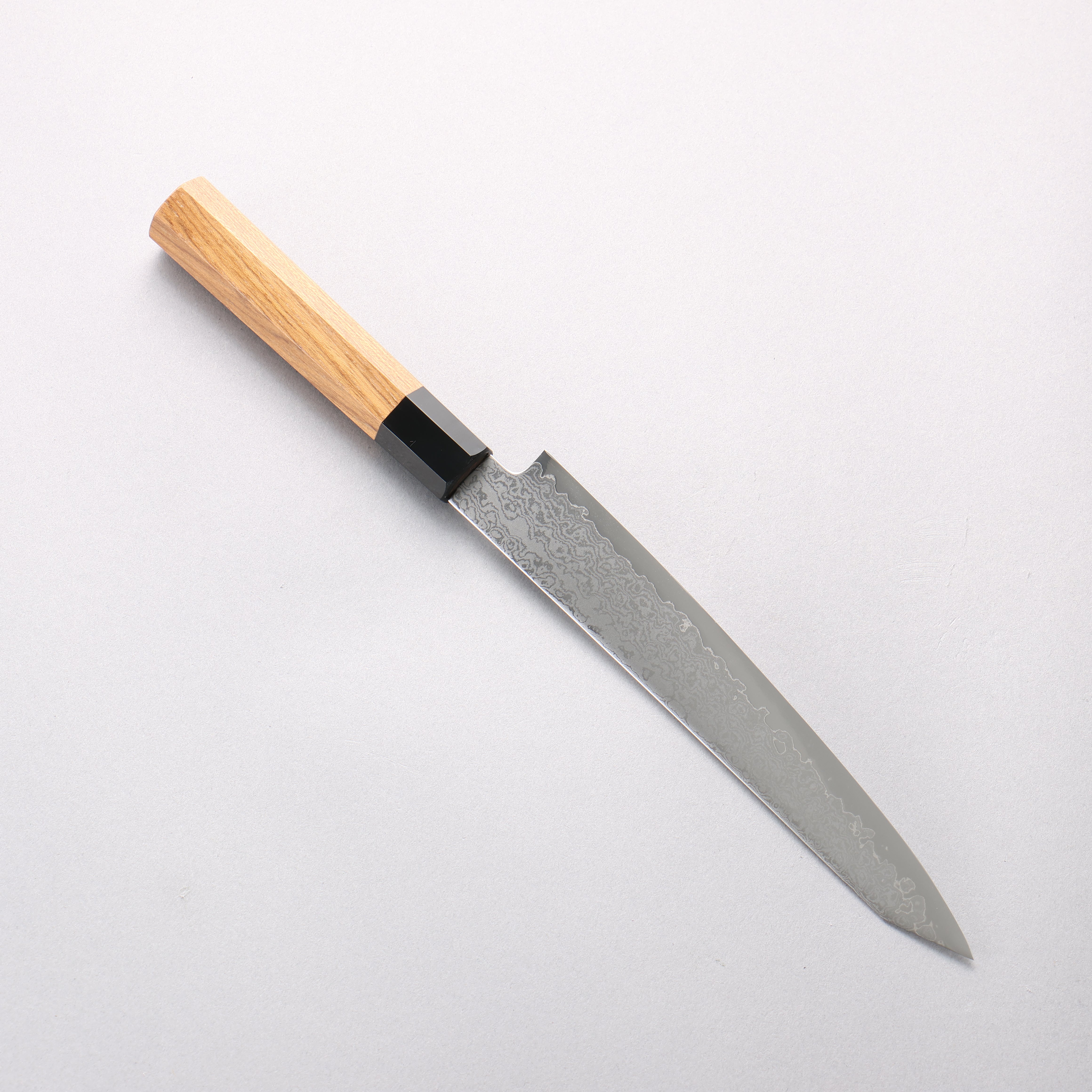 Seisuke VG10 Damascus Kiritsuke Petty-Utility 180mm Teak (ferrule: Black Plastic) Handle - Japanny - Best Japanese Knife