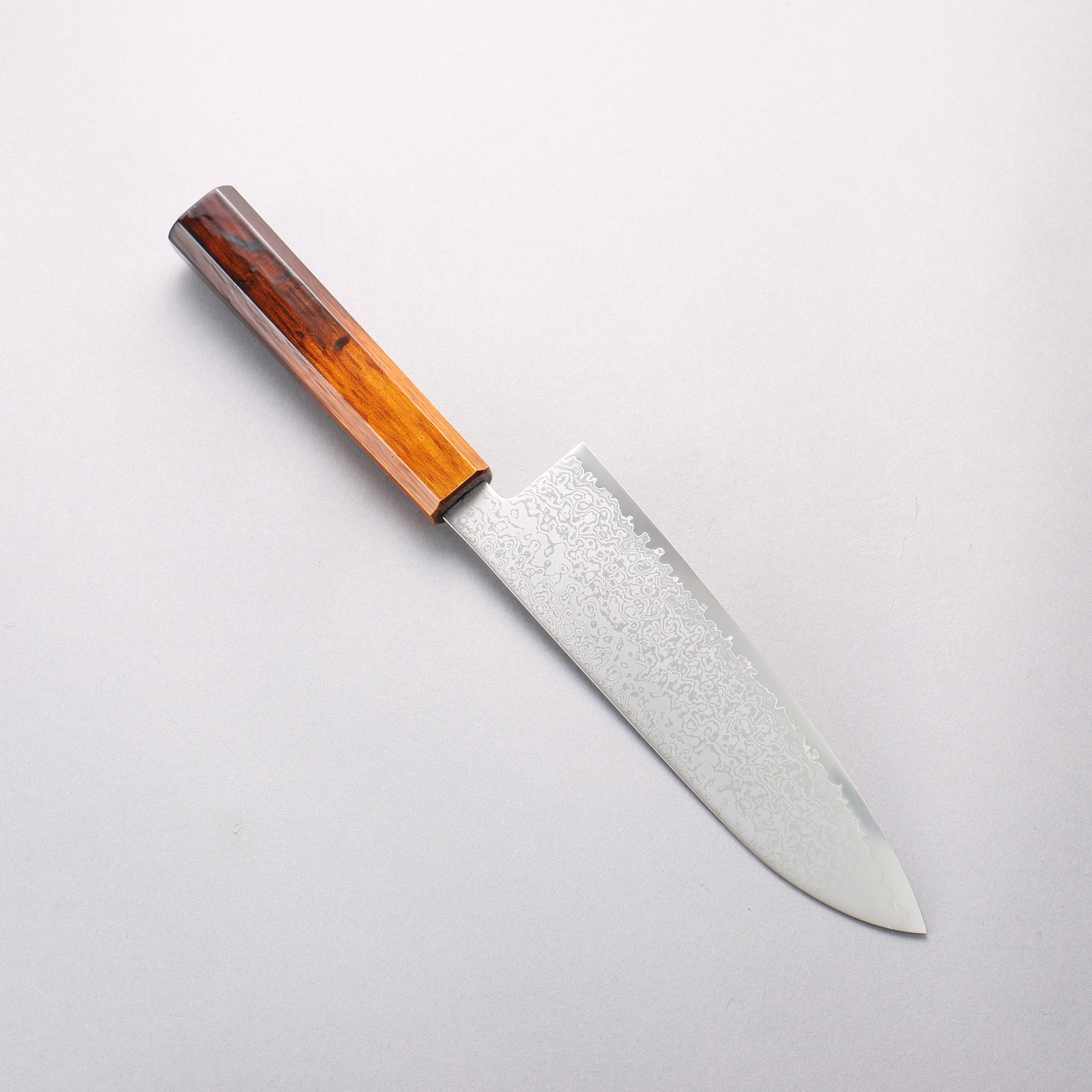 Seisuke VG10 Damascus Santoku 180mm Burnt Wood Lacquered Handle - Japanny - Best Japanese Knife