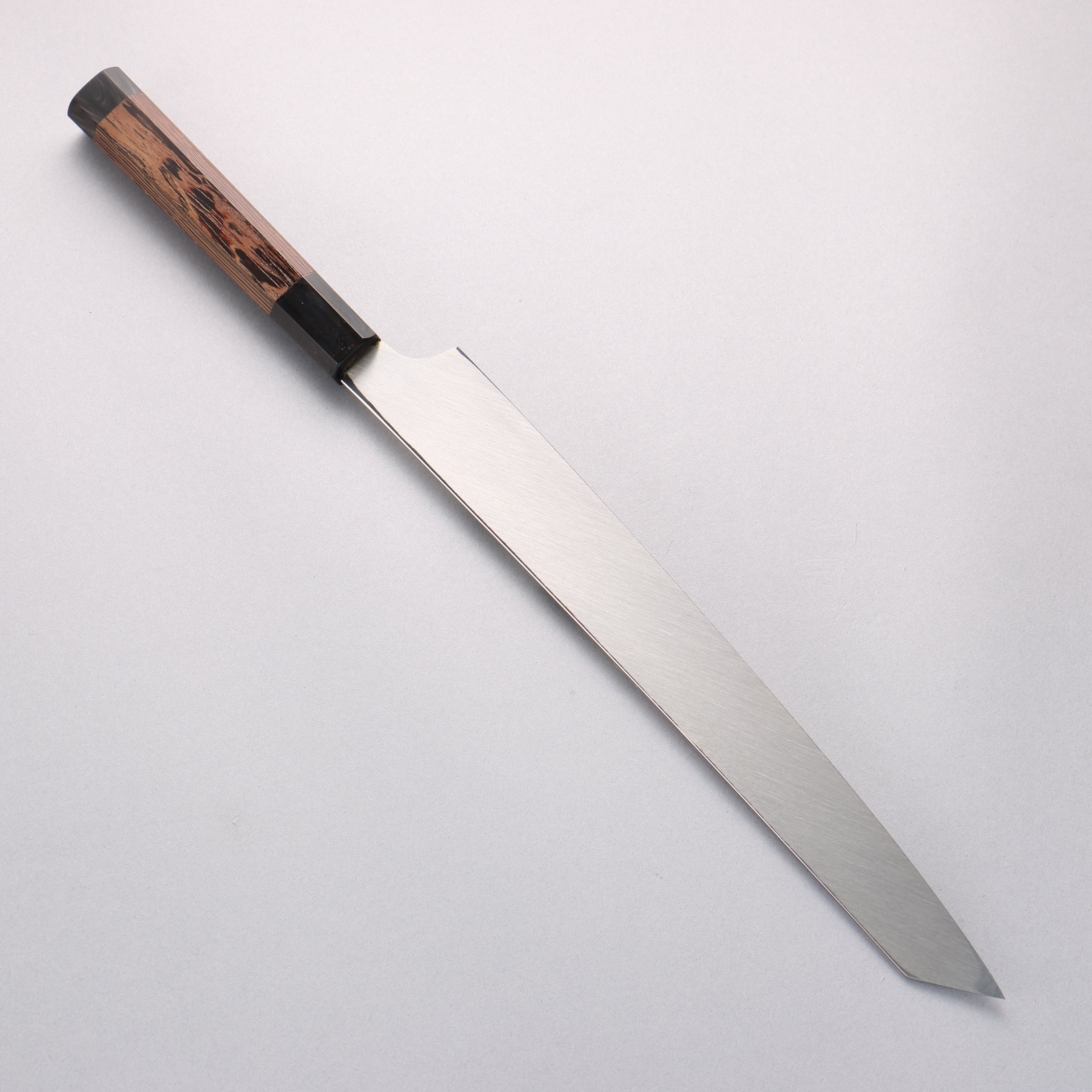 Sakai Takayuki Ginryu Honyaki Swedish Steel Mirrored Finish Kengata Yanagiba 300mm Wenge with Double Water Buffalo Ring Handle with Sheath - Japanny - Best Japanese Knife