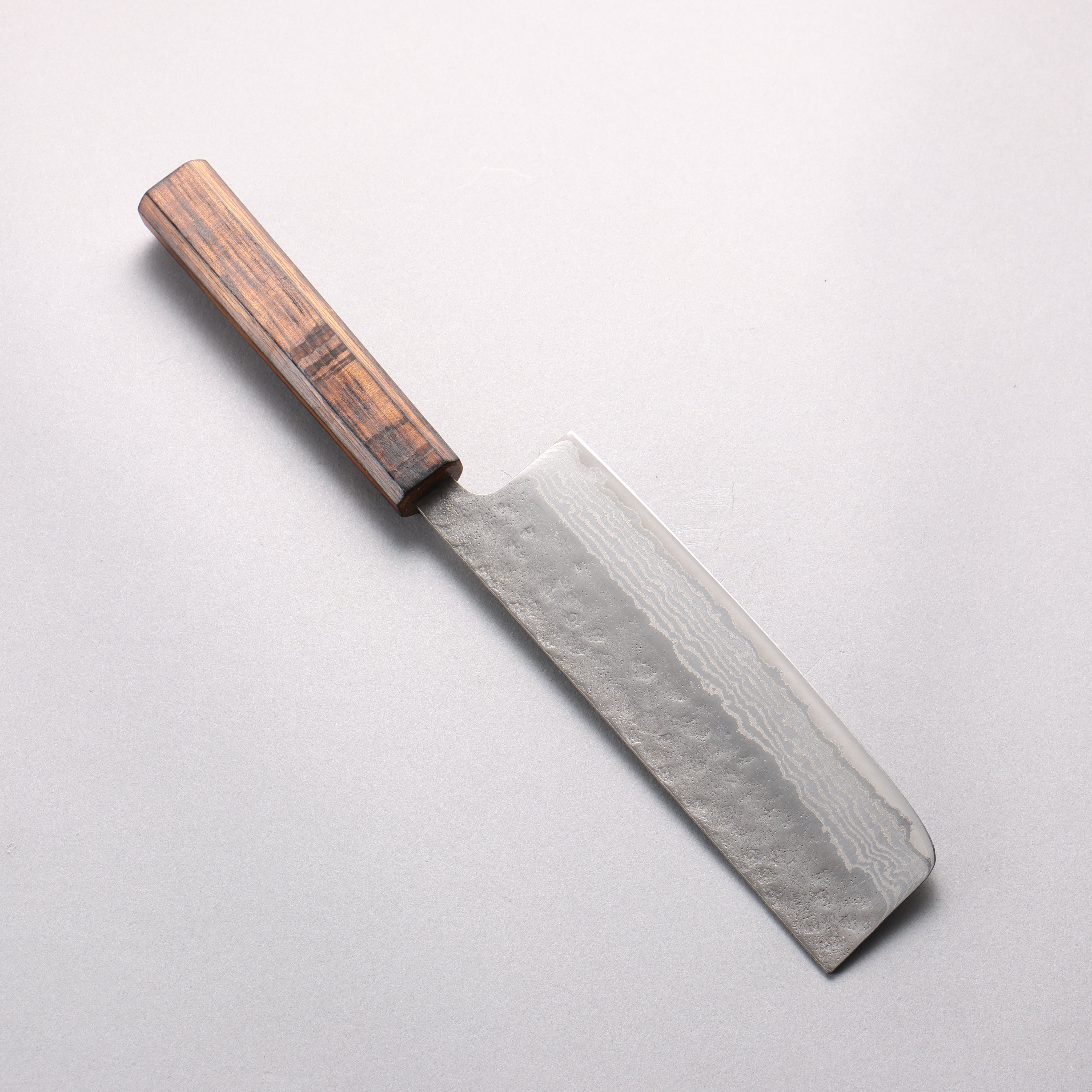 Seisuke Stainless Steel 440C Hammered Damascus Nakiri 165mm Oak Handle - Japanny - Best Japanese Knife