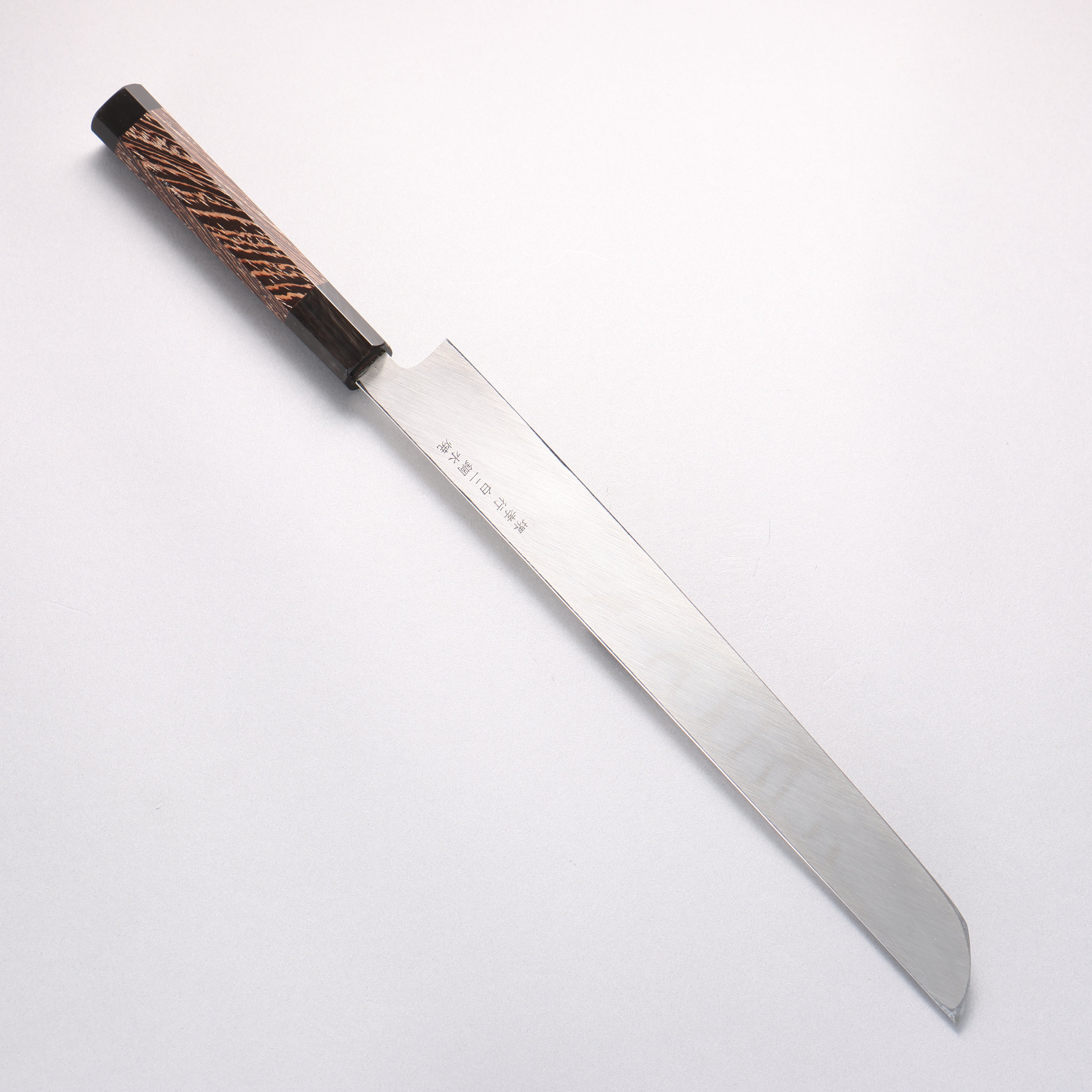 Sakai Takayuki Water Quenching Honyaki White Steel No.2 Mirrored Finish Sakimaru Yanagiba 300mm Wenge with Double Water Buffalo Ring Handle with Sheath - Japanny - Best Japanese Knife