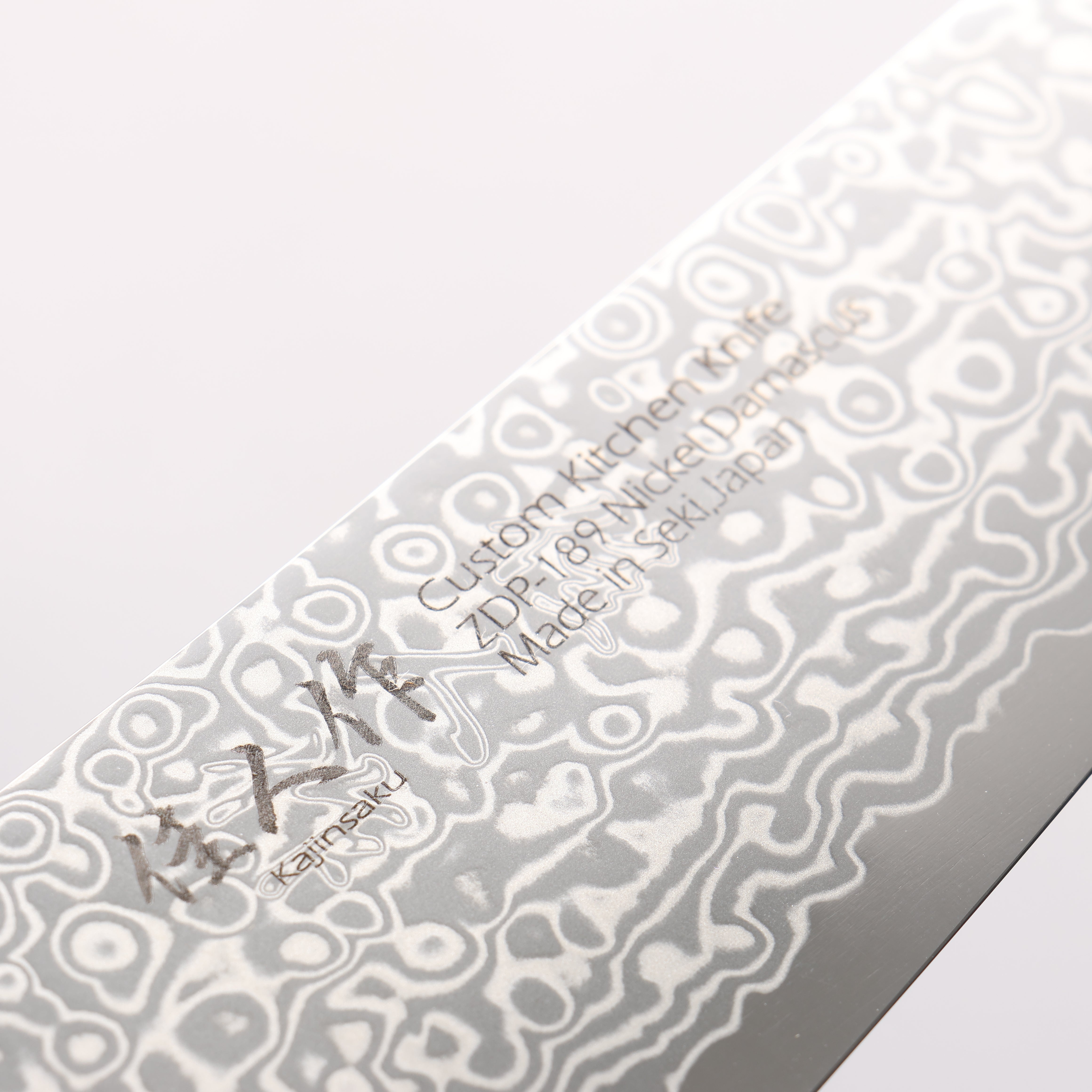 Kajin ZDP189 Damascus Migaki Finished Kiritsuke Santoku 165mm Abalone Inlay Handle - Japanny - Best Japanese Knife