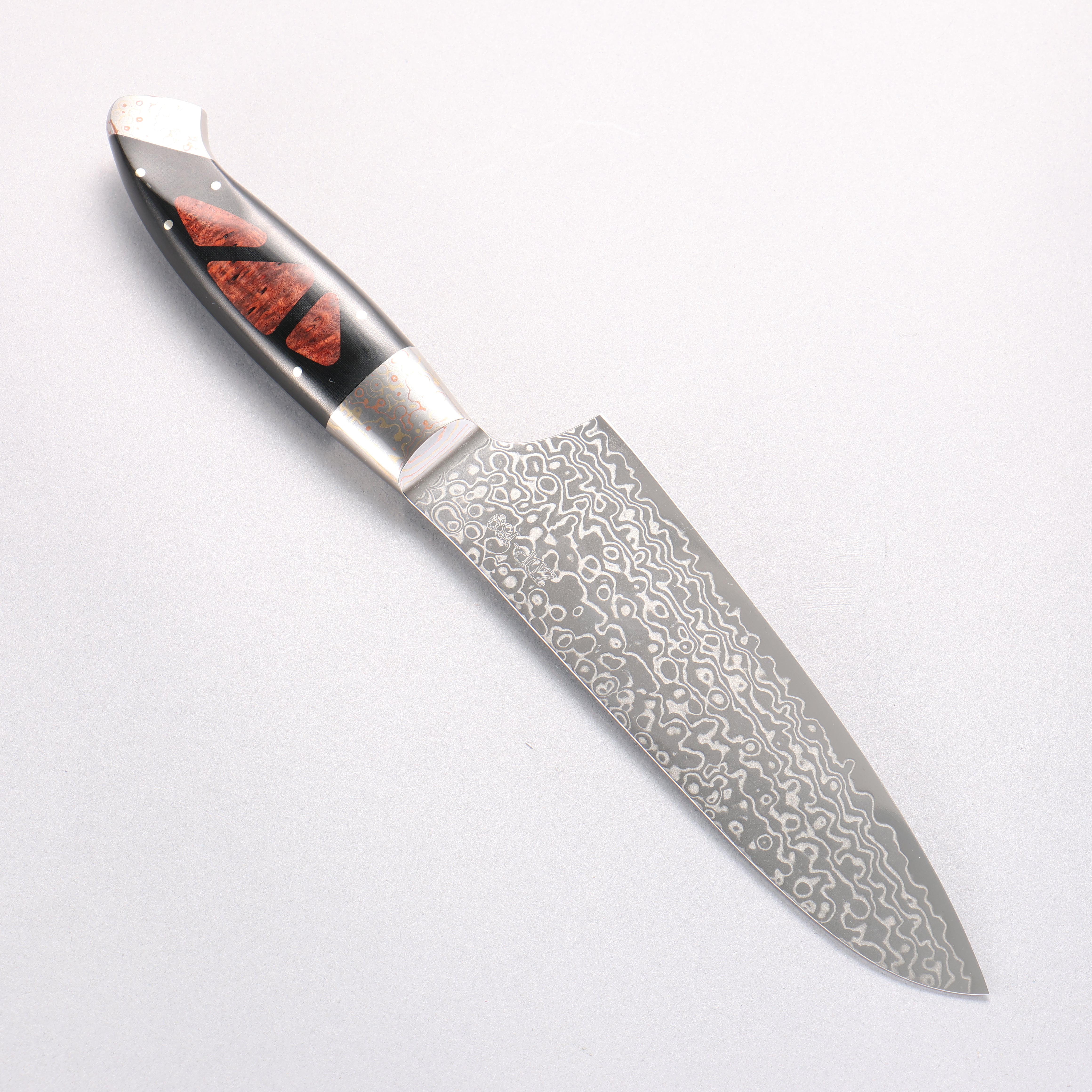 Kajin ZDP189 Damascus Migaki Finished Santoku 165mm Abalone Inlay Handle - Japanny - Best Japanese Knife