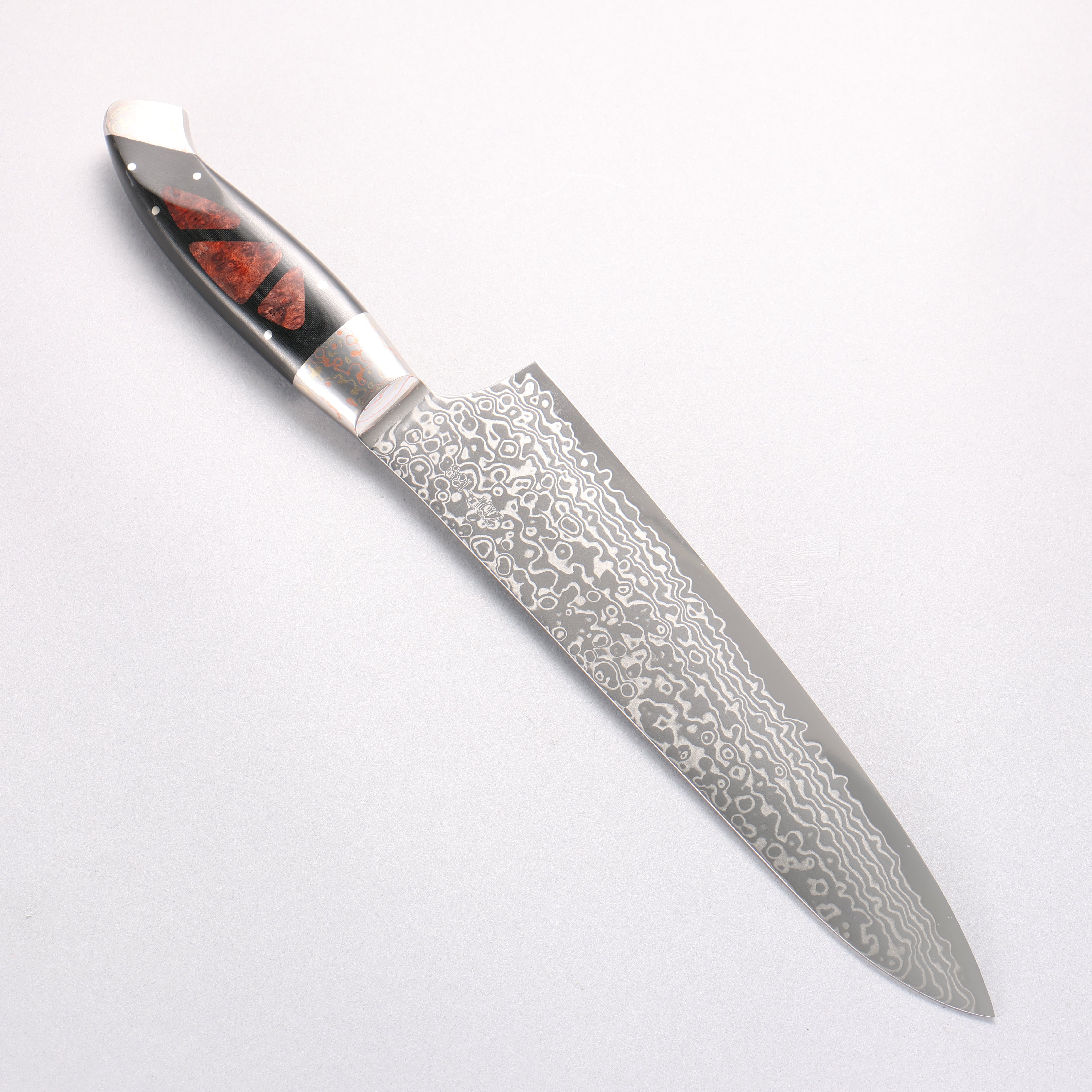 Kajin ZDP189 Damascus Migaki Finished Gyuto 210mm Chinese Quince Burl Inlay Handle - Japanny - Best Japanese Knife