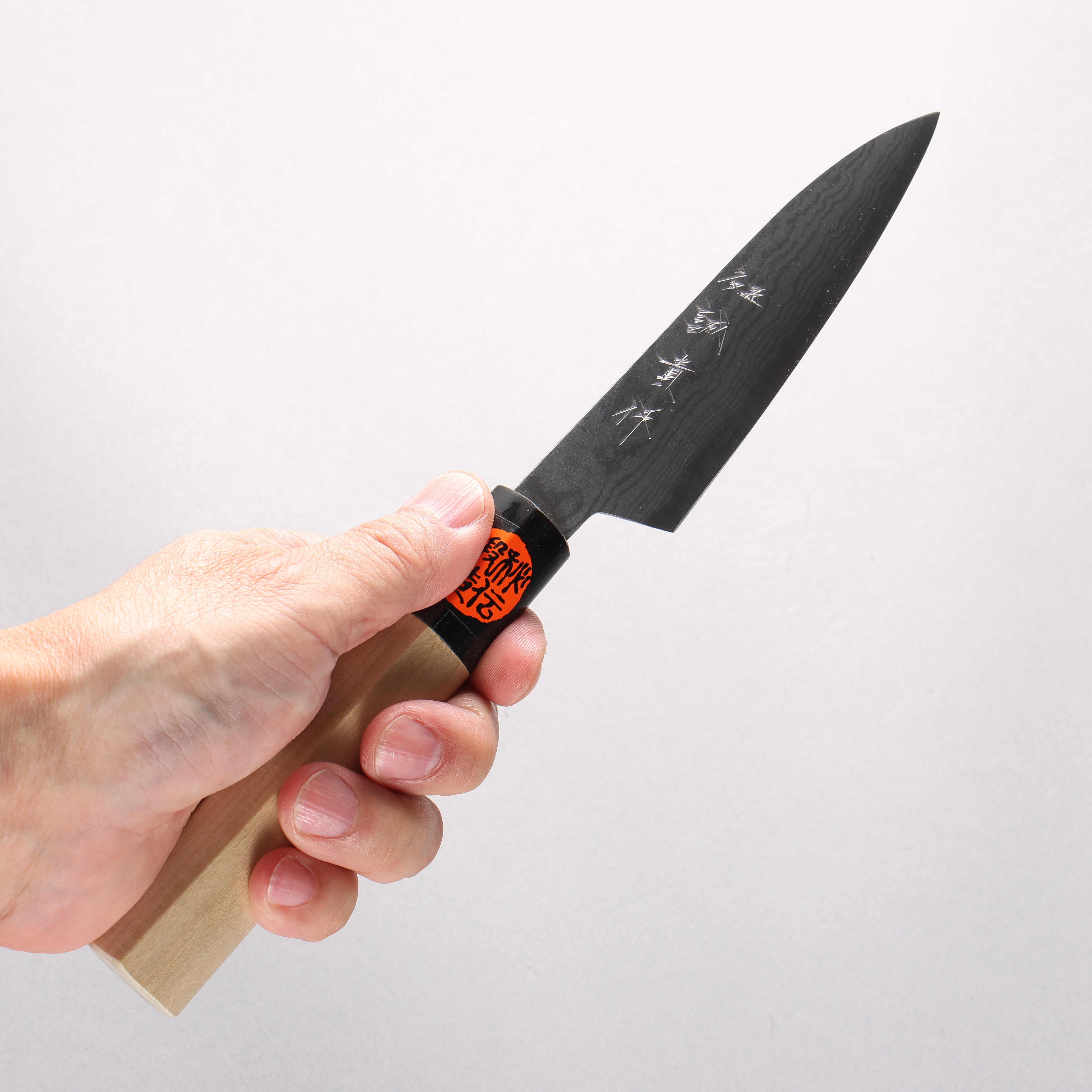 Shigeki Tanaka Blue Steel No.2 Damascus Petty-Utility 120mm Magnolia (Ferrule: Water Buffalo Horn) Handle - Japanny - Best Japanese Knife