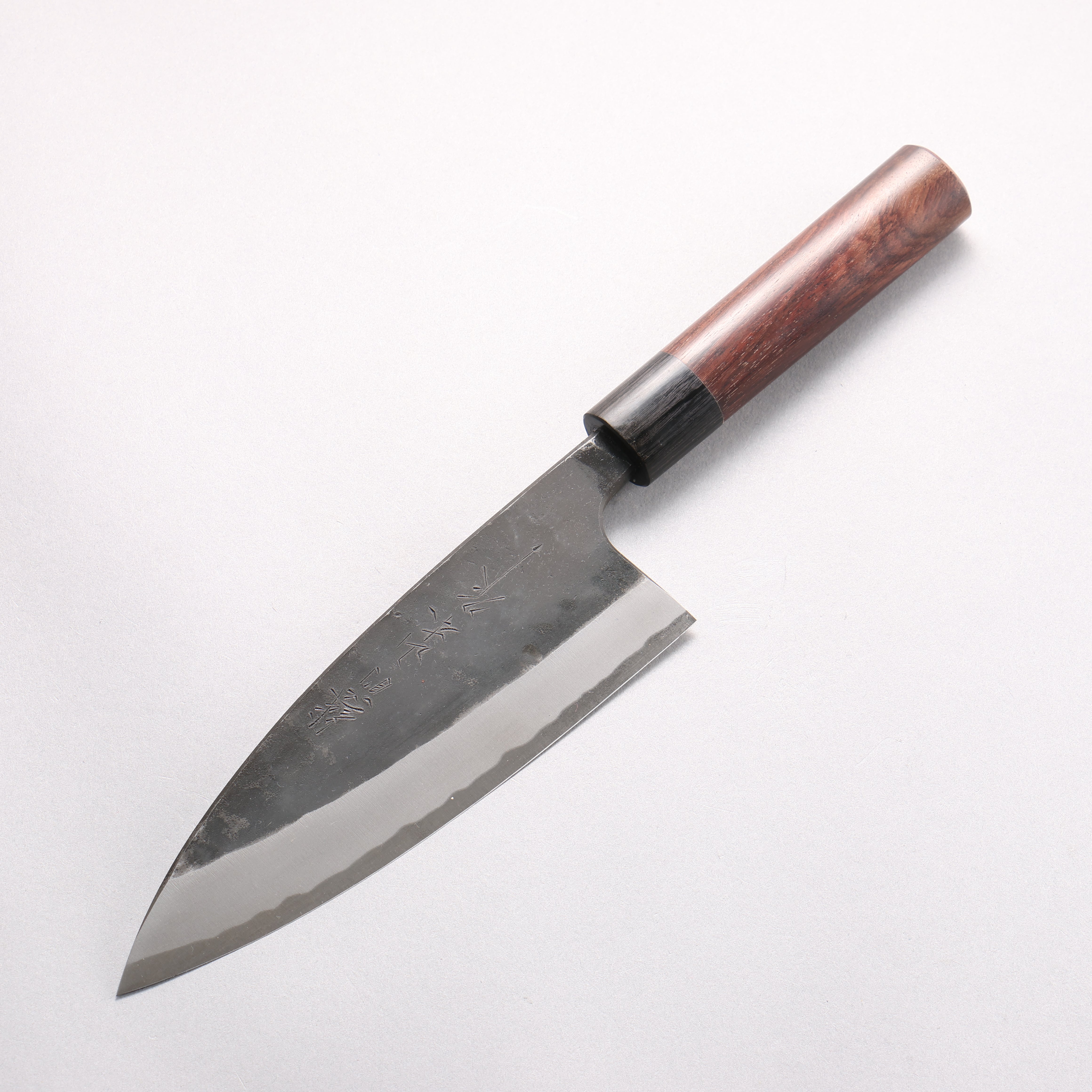 Nao Yamamoto White Steel No.2 Kurouchi Double-sided Deba 165mm Rosewood (Ferrule: Black Pakka Wood) Handle - Japanny - Best Japanese Knife