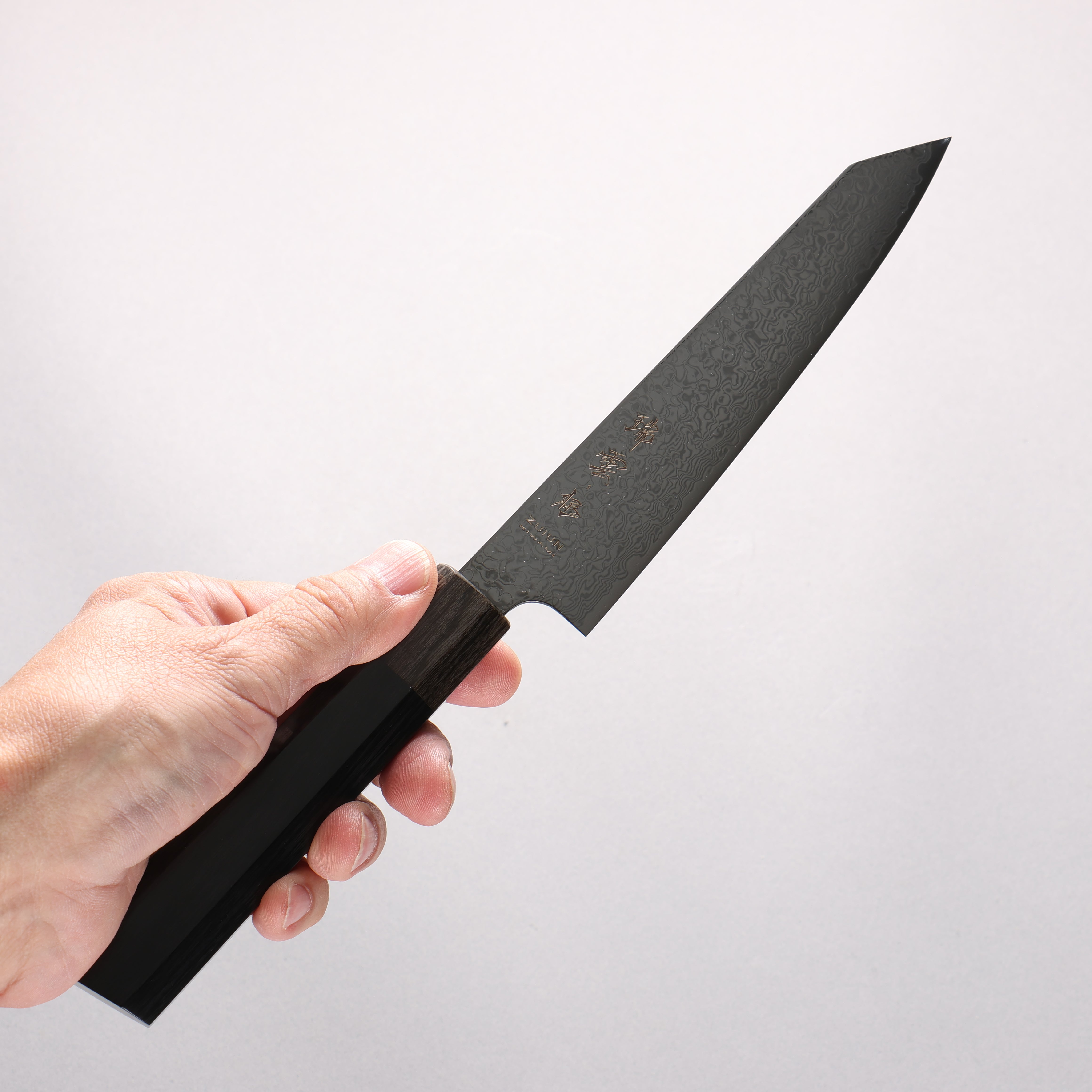 Seki Kanetsugu ZUIUN Kiwami SG2 Damascus DLC Kiritsuke Petty-Utility 150mm Black Pakka wood Handle with Sheath - Japanny - Best Japanese Knife