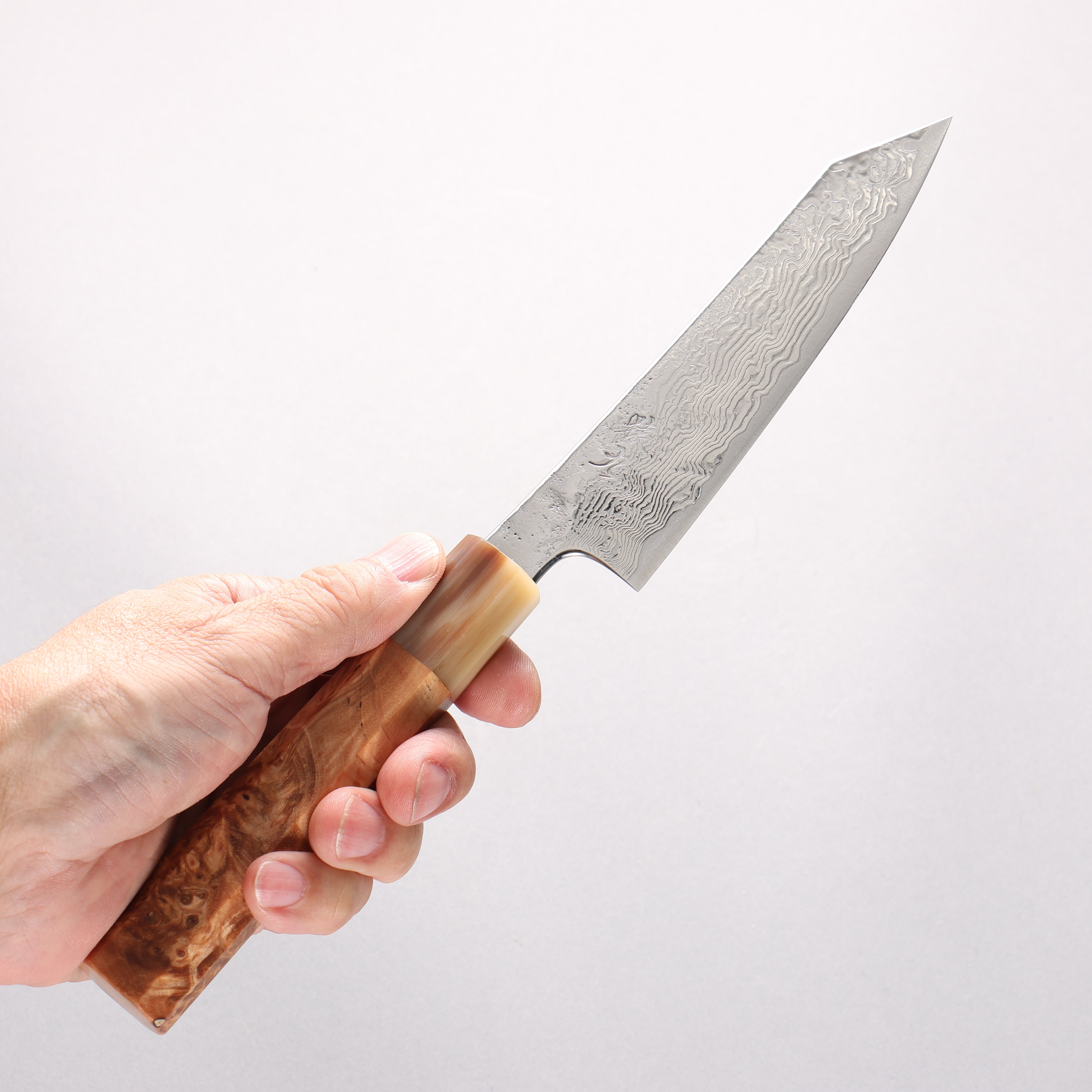 Enkyu SG2 Damascus Migaki Finished Kiritsuke Petty-Utility 135mm Chinese Quince Handle - Japanny - Best Japanese Knife