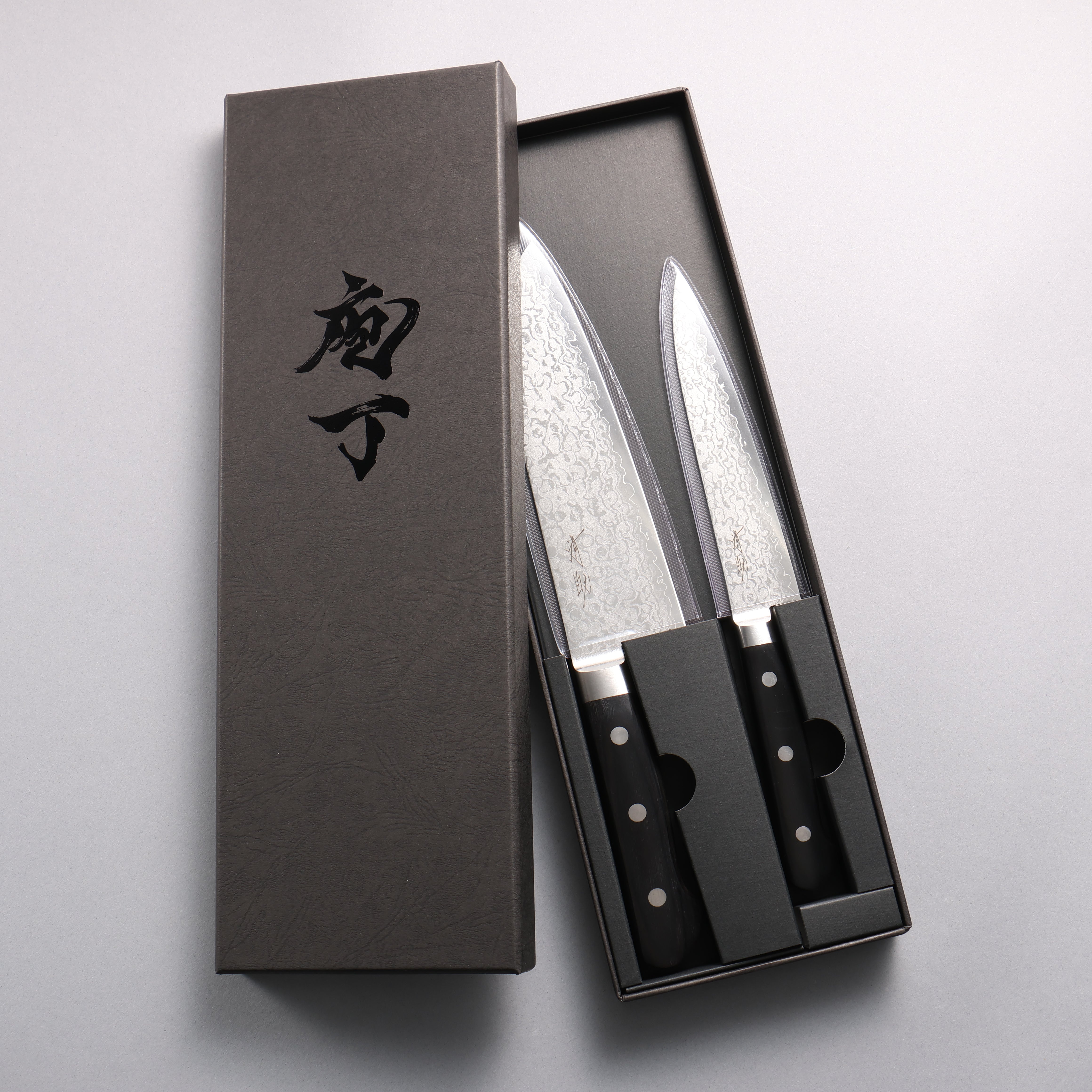 Seisuke VG10 Damascus Japanese Santoku & Petty Black Pakka wood Handle 170mm & 140mm - Japanny - Best Japanese Knife