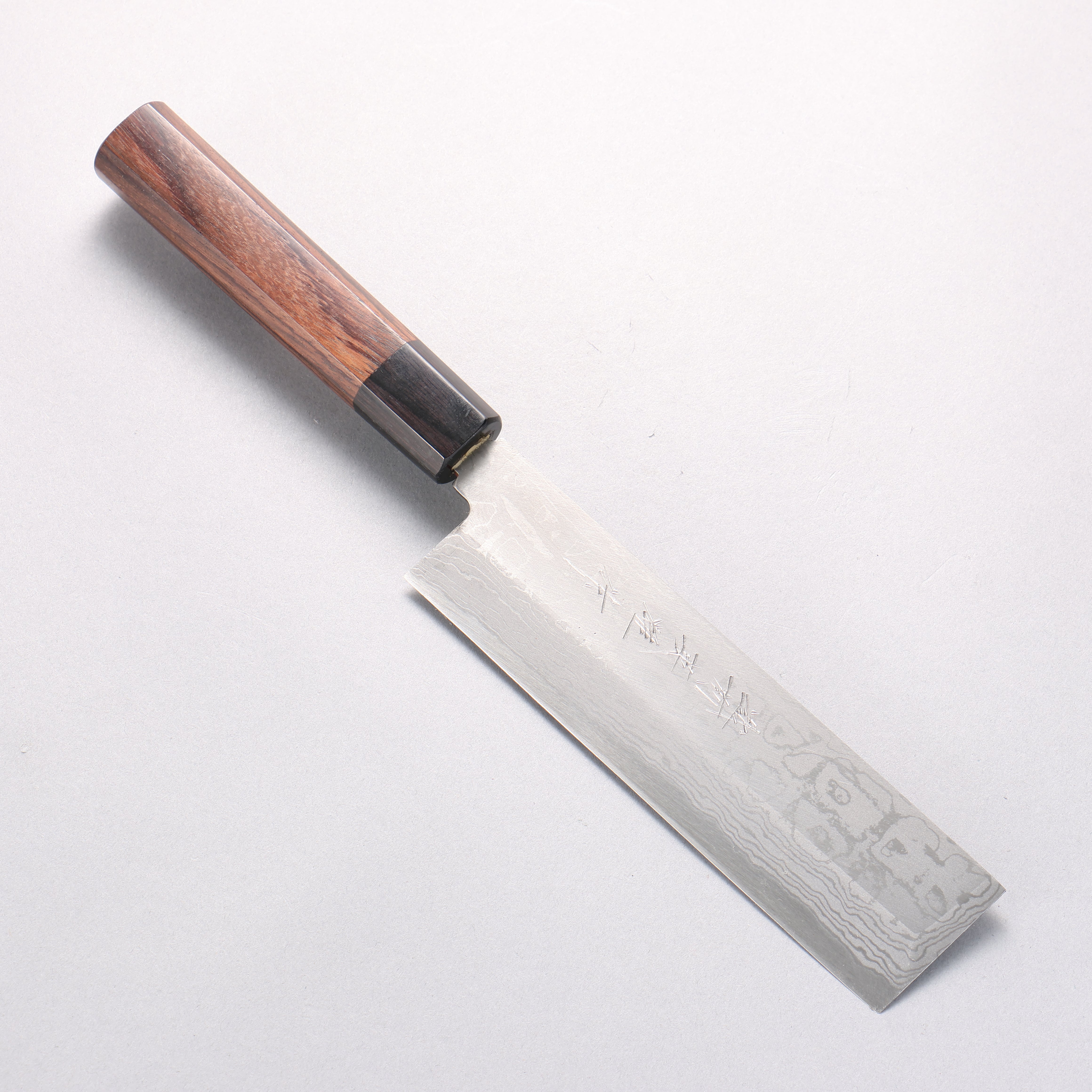 Hideo Kitaoka White Steel No.2 Damascus Kakugata Usuba 165mm Shitan Handle - Japanny - Best Japanese Knife