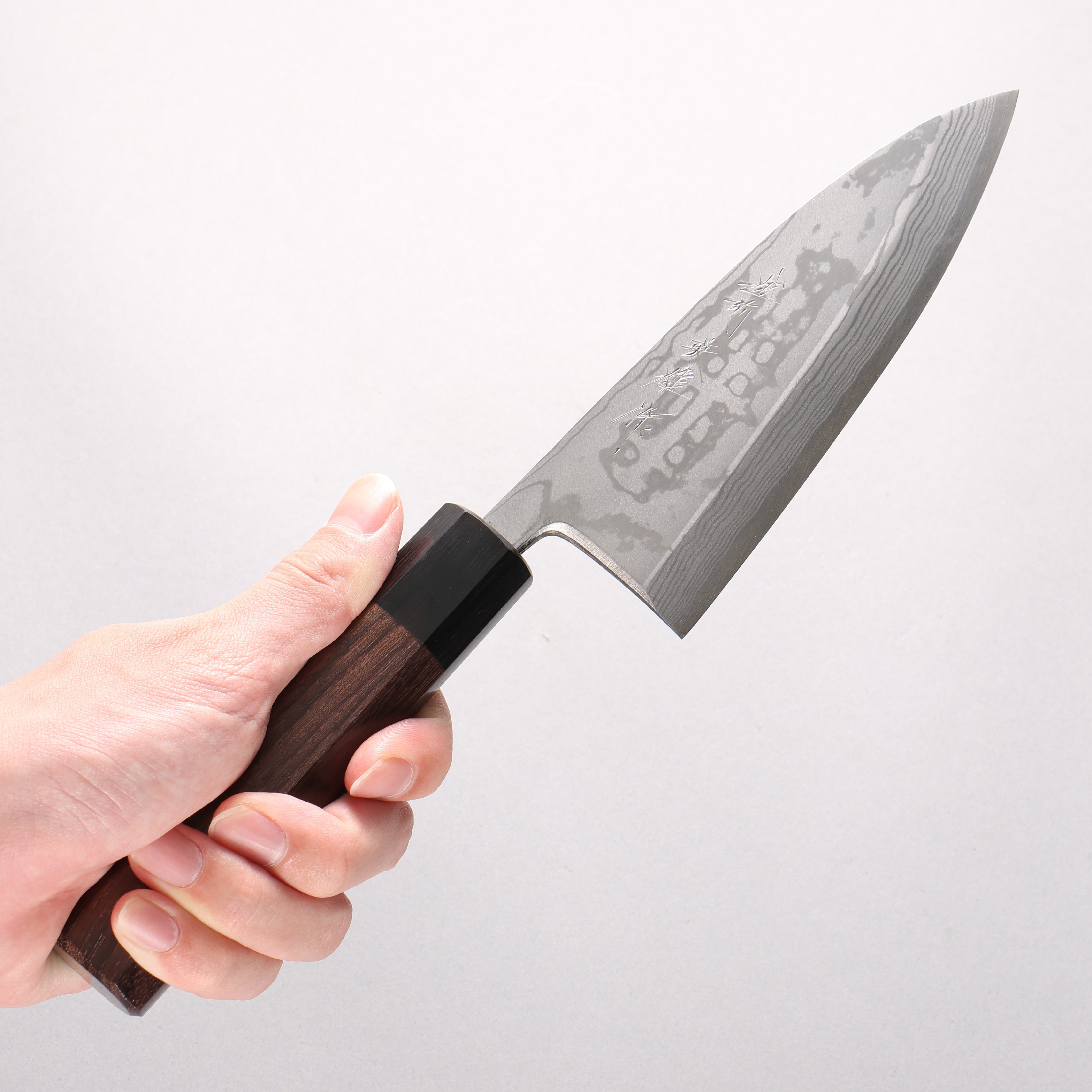 Hideo Kitaoka Blue Steel No.2 Damascus Deba 150mm Shitan Handle - Japanny - Best Japanese Knife