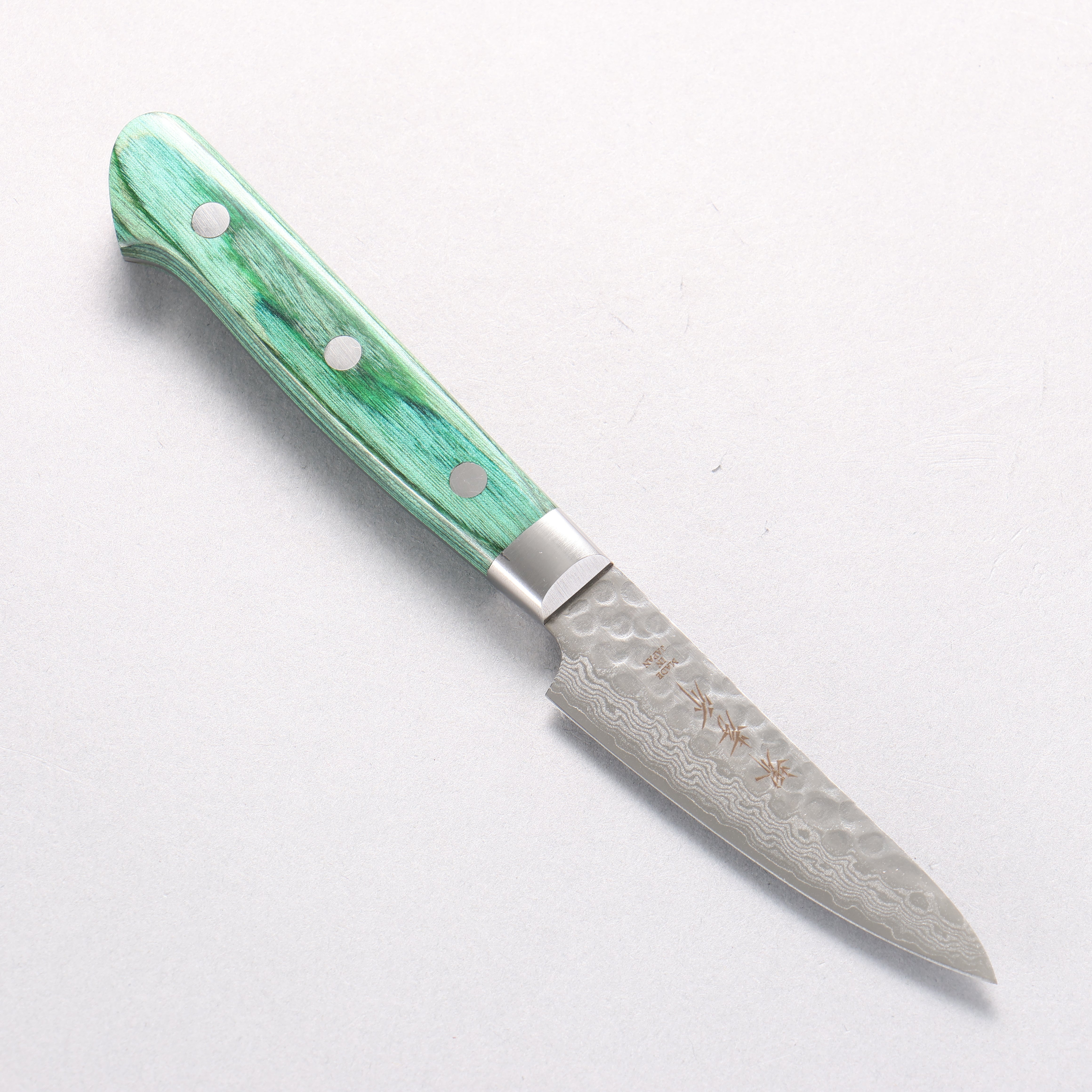 Sakai Takayuki VG10 17 Layer Damascus Petty-Utility 80mm Green Pakka wood Handle - Japanny - Best Japanese Knife