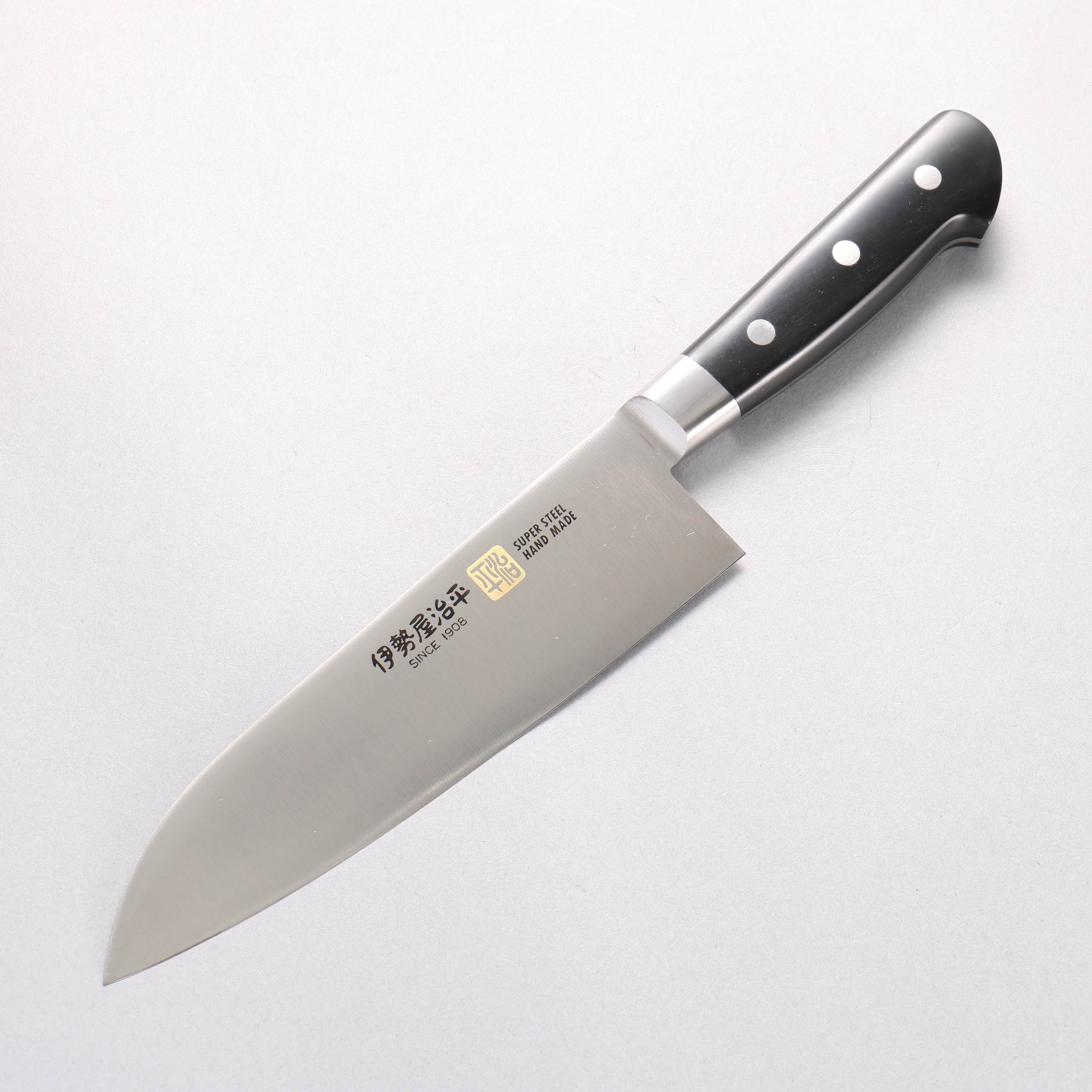 Iseya Molybdenum Santoku 180mm Black Micarta Handle - Japanny - Best Japanese Knife