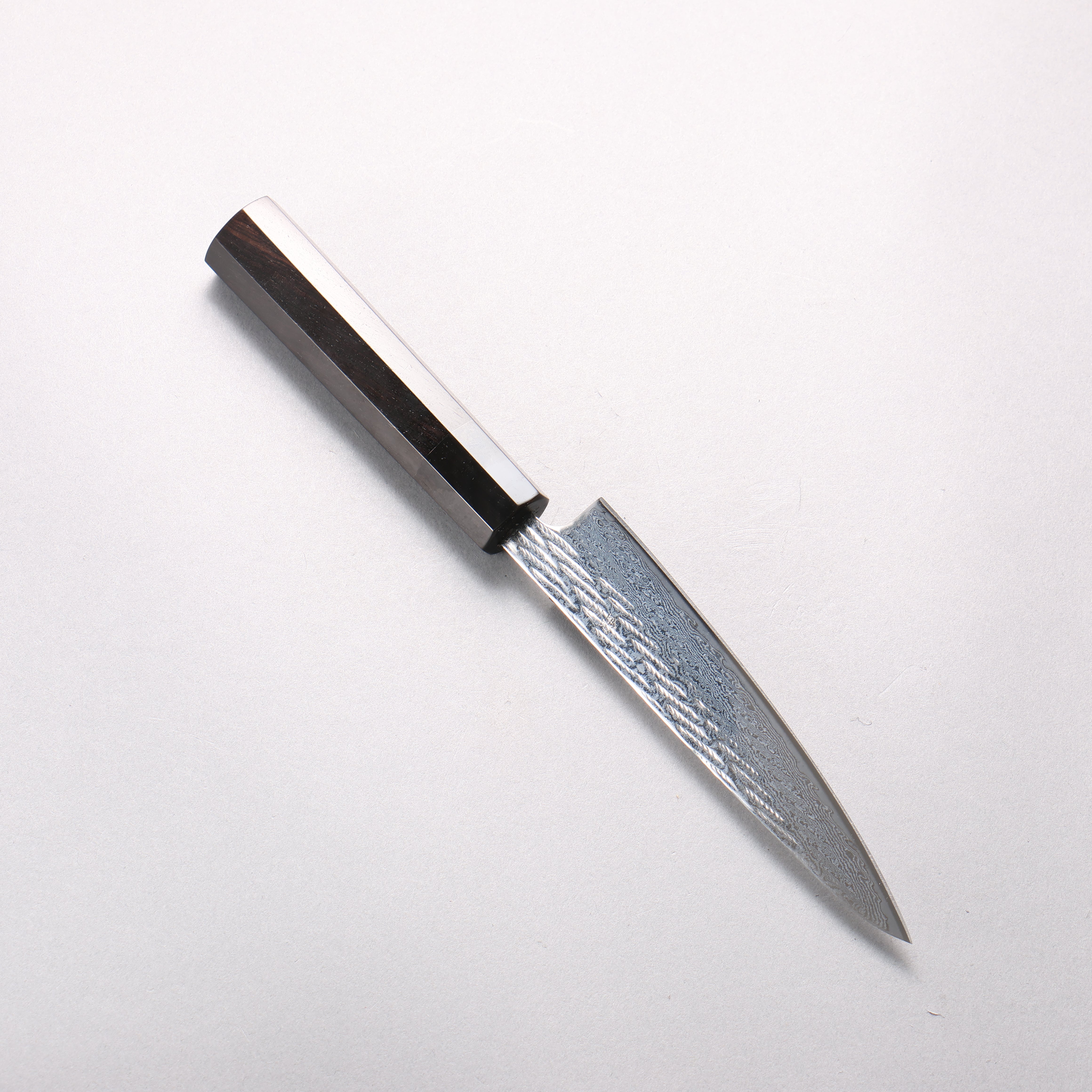 Seisuke Silver Steel No.3 Damascus Rope Pattern Petty-Utility 135mm Ebony Wood (ferrule: Black Water Buffalo Horn) Handle - Japanny - Best Japanese Knife