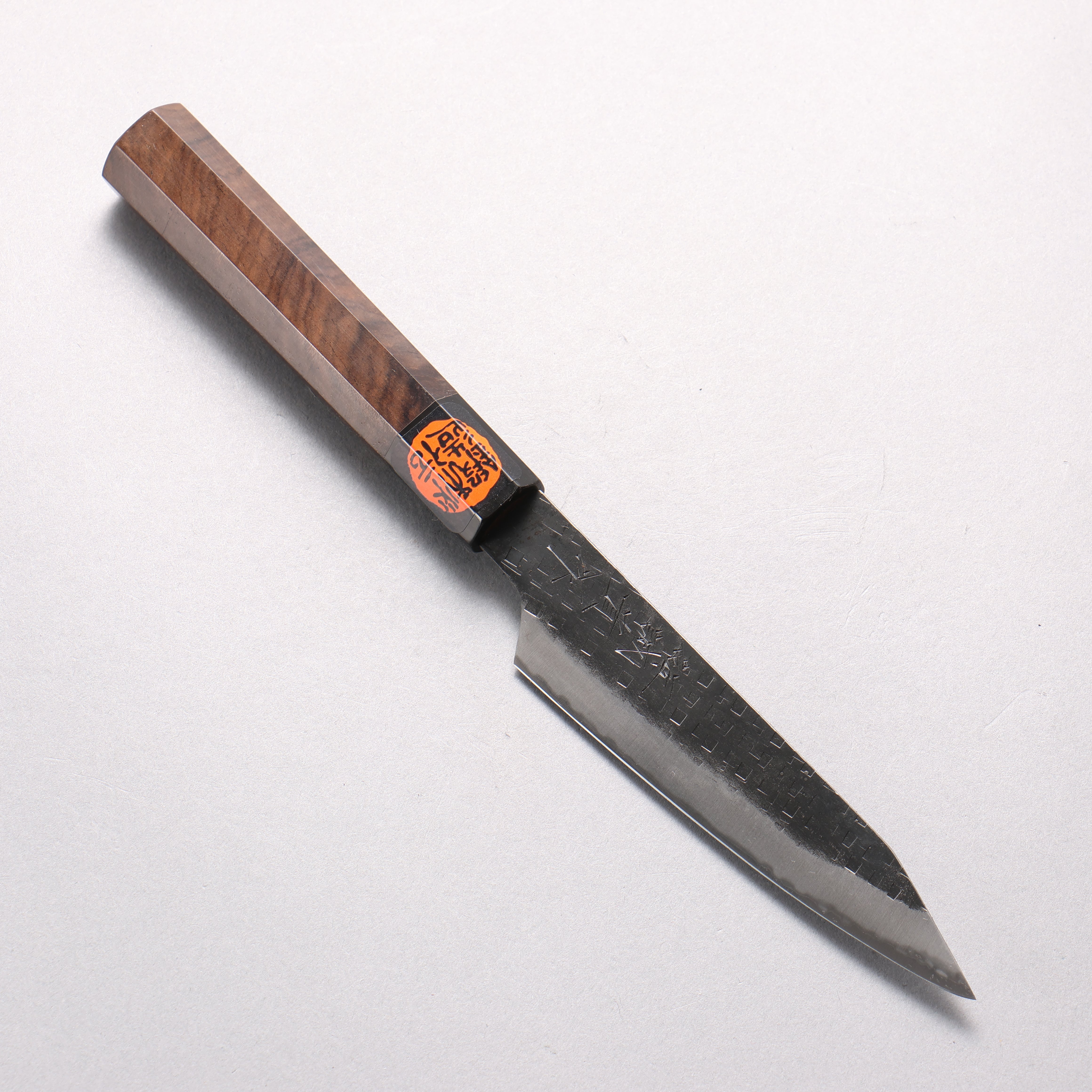 Shigeki Tanaka TEKKA Blue Steel No.2 Kurouchi Hammered(square) Kiritsuke Petty-Utility 120mm Walnut Handle