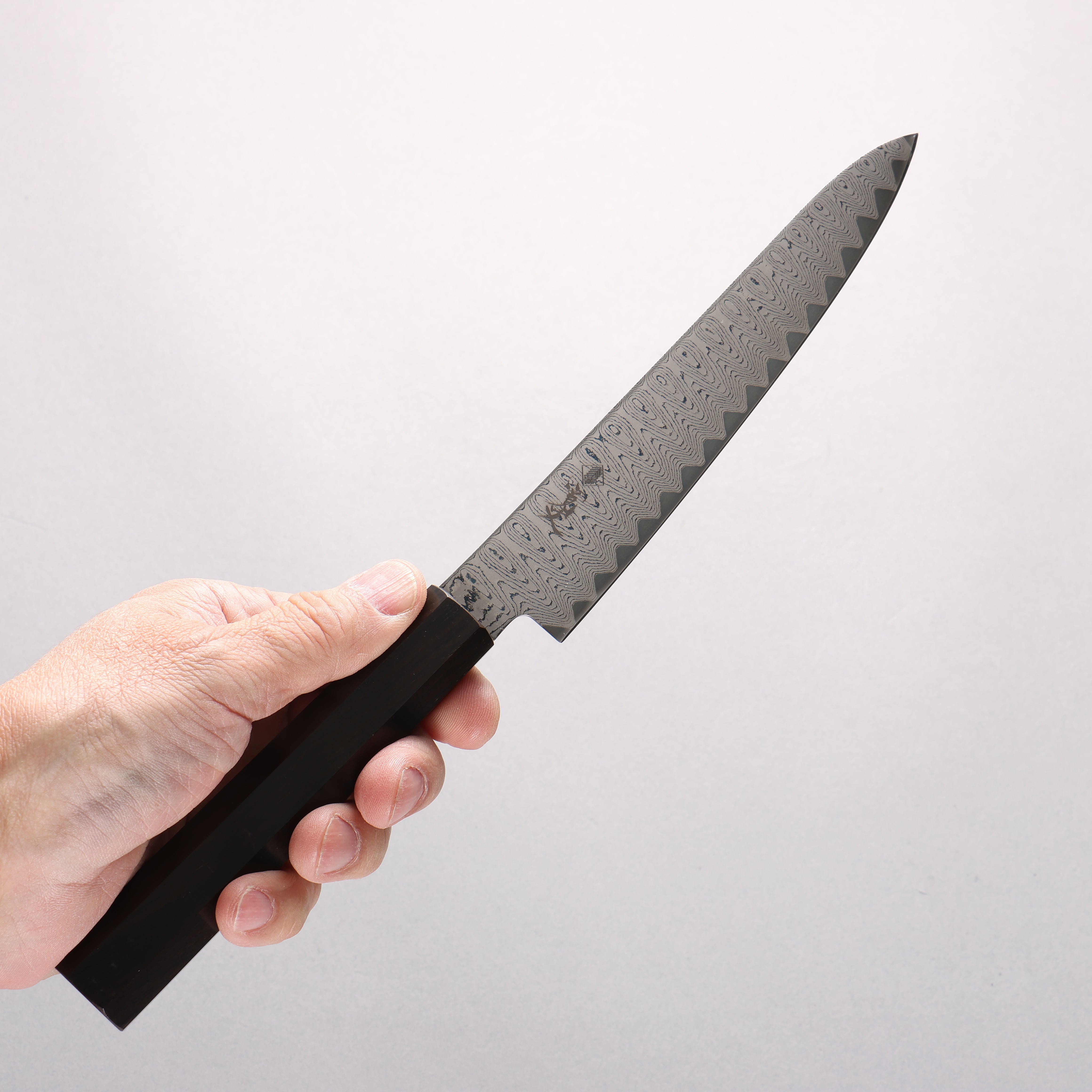 Kanjyo VG10 Damascus Ladder Pattern Petty-Utility 150mm Ebony Wood Handle - Japanny - Best Japanese Knife