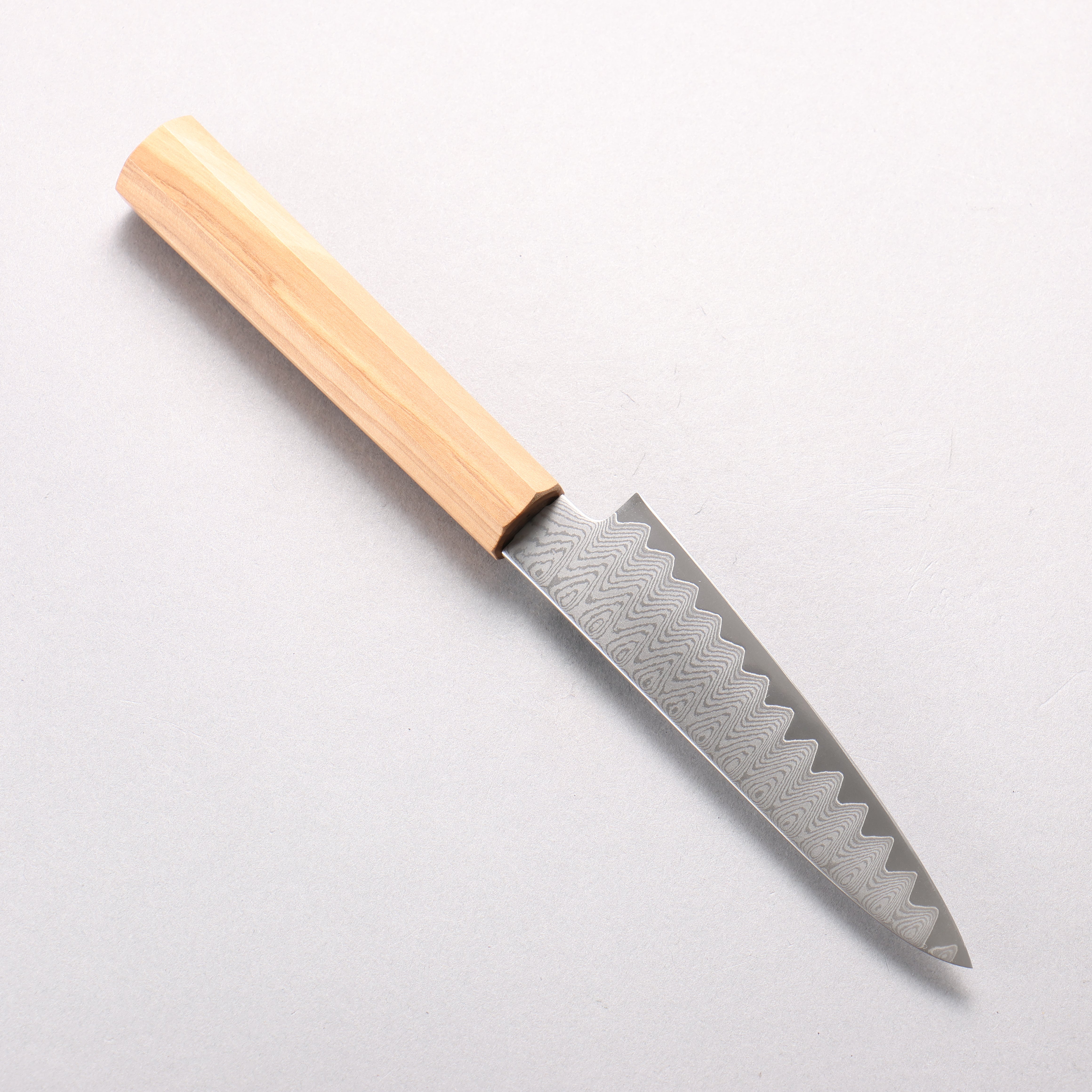 Kanjyo VG10 Damascus Ladder Pattern Petty-Utility 120mm Olive tree Handle - Japanny - Best Japanese Knife
