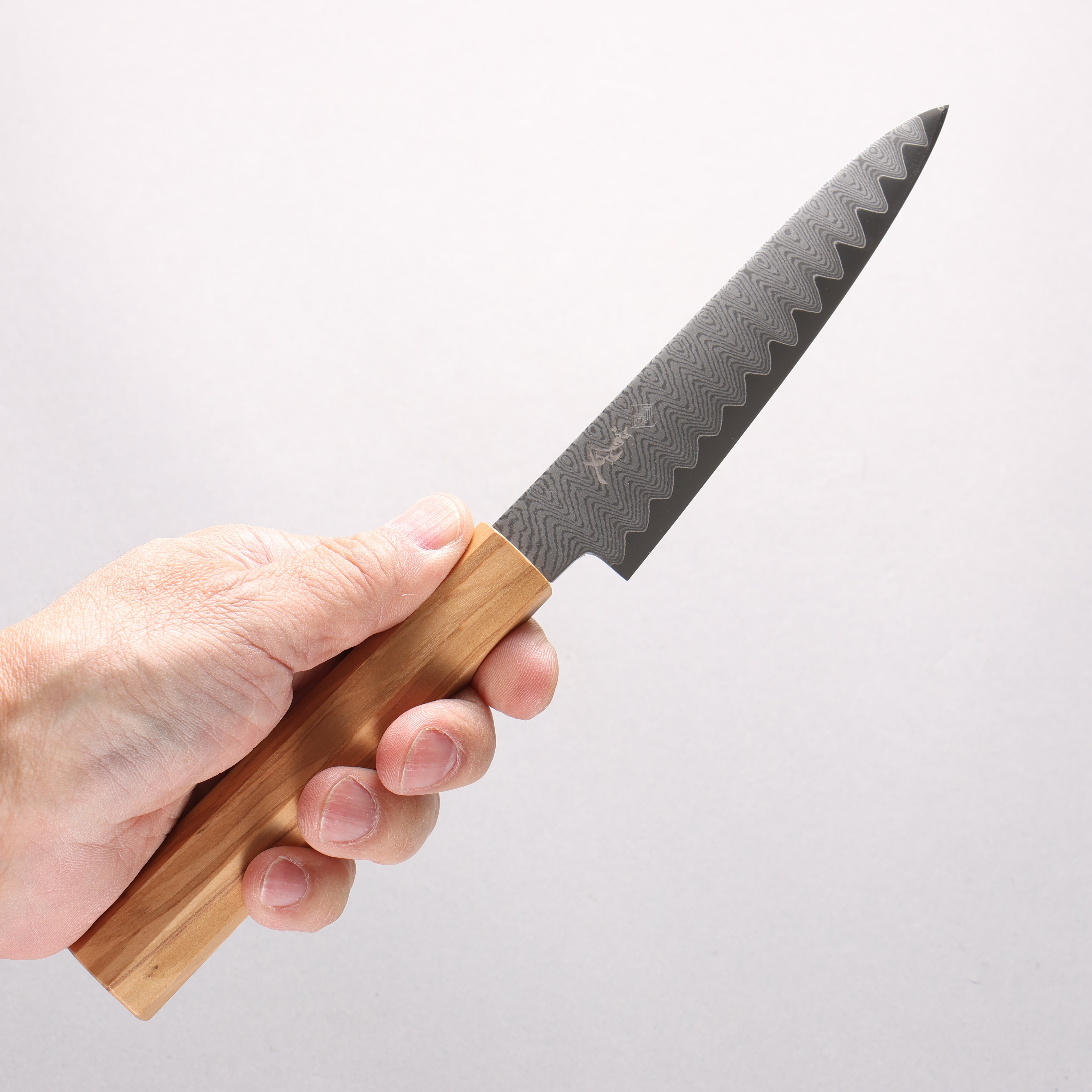 Kanjyo VG10 Damascus Ladder Pattern Petty-Utility 120mm Olive tree Handle - Japanny - Best Japanese Knife