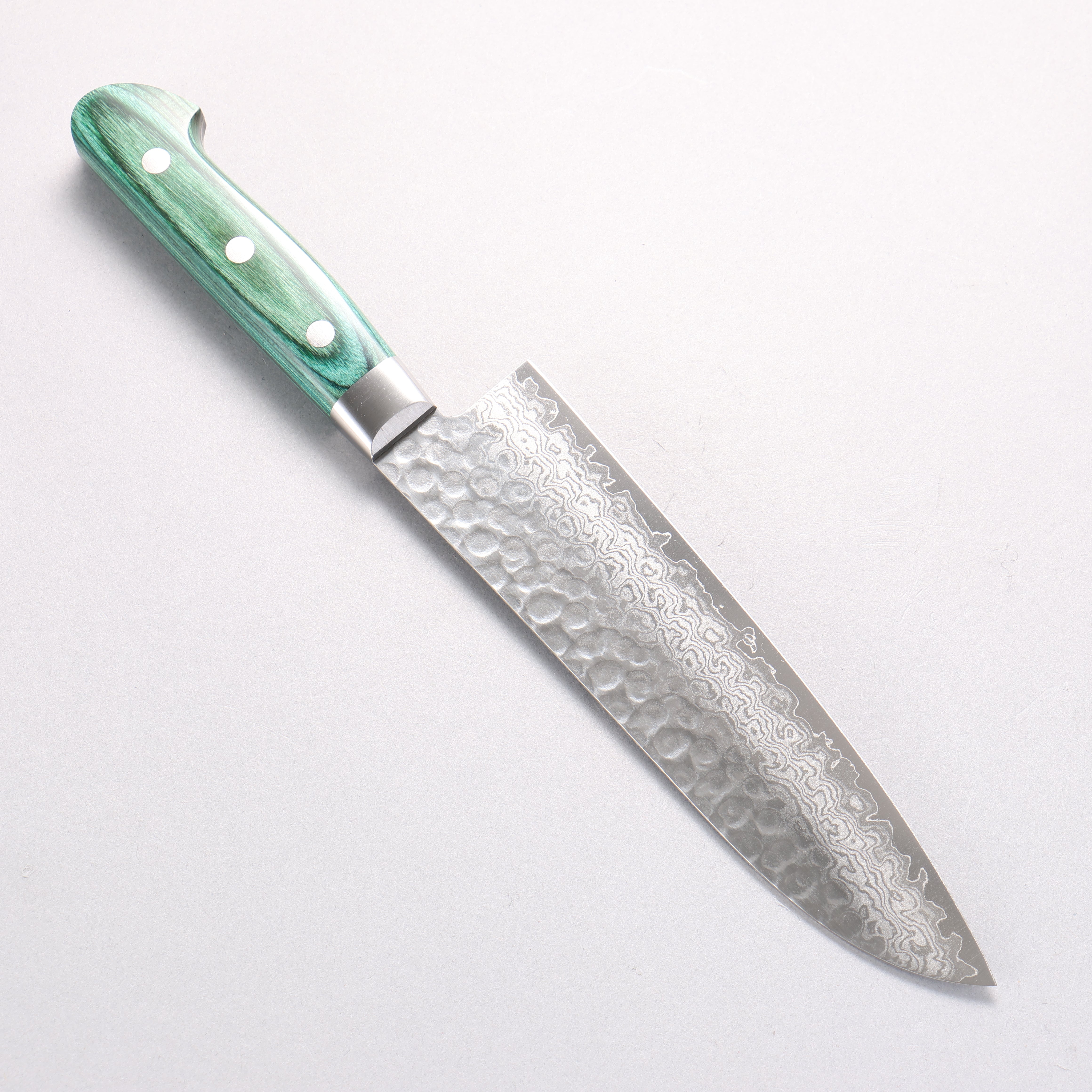 Sakai Takayuki VG10 17 Layer Damascus Santoku 170mm Green Pakka wood Handle - Japanny - Best Japanese Knife