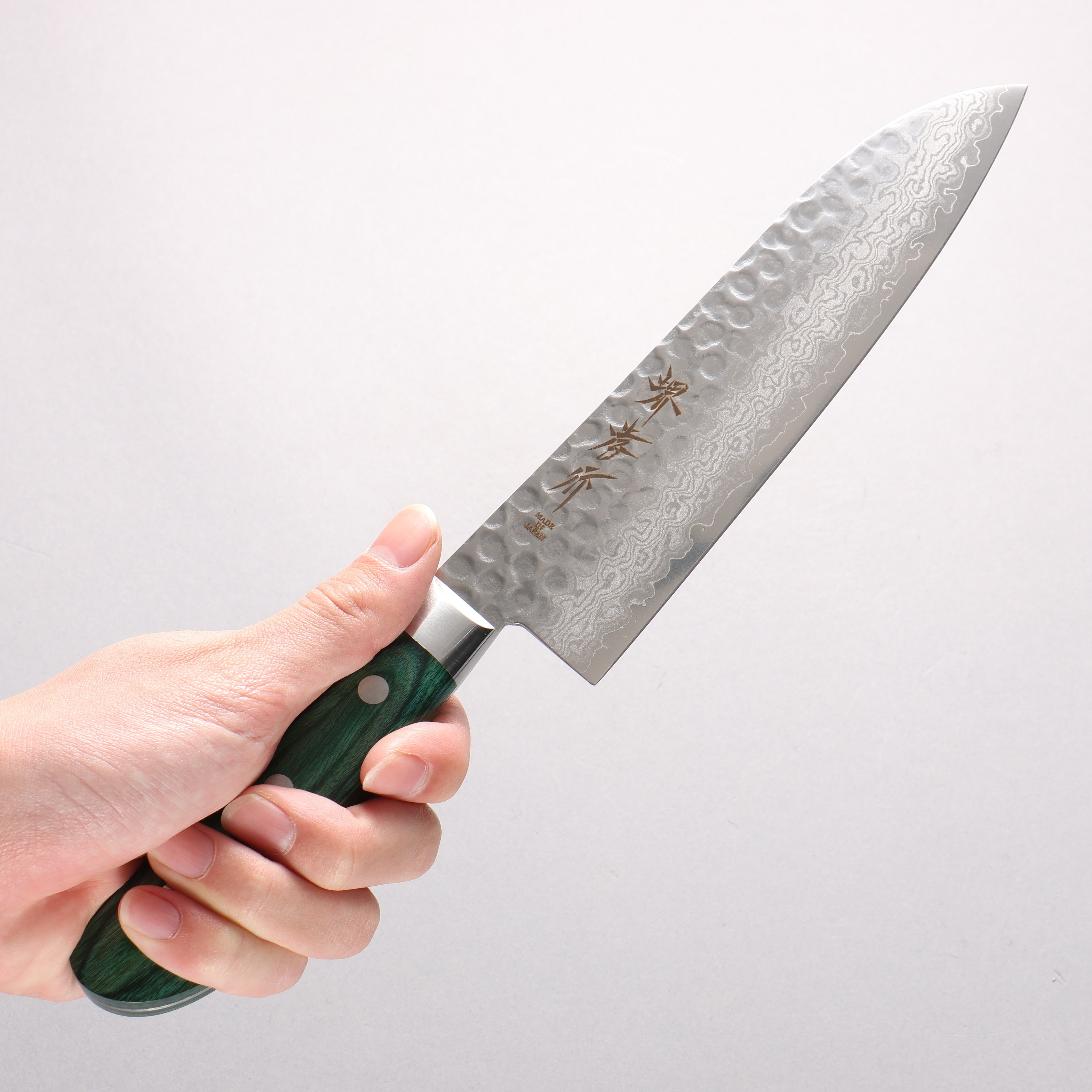 Sakai Takayuki VG10 17 Layer Damascus Santoku 170mm Green Pakka wood Handle - Japanny - Best Japanese Knife