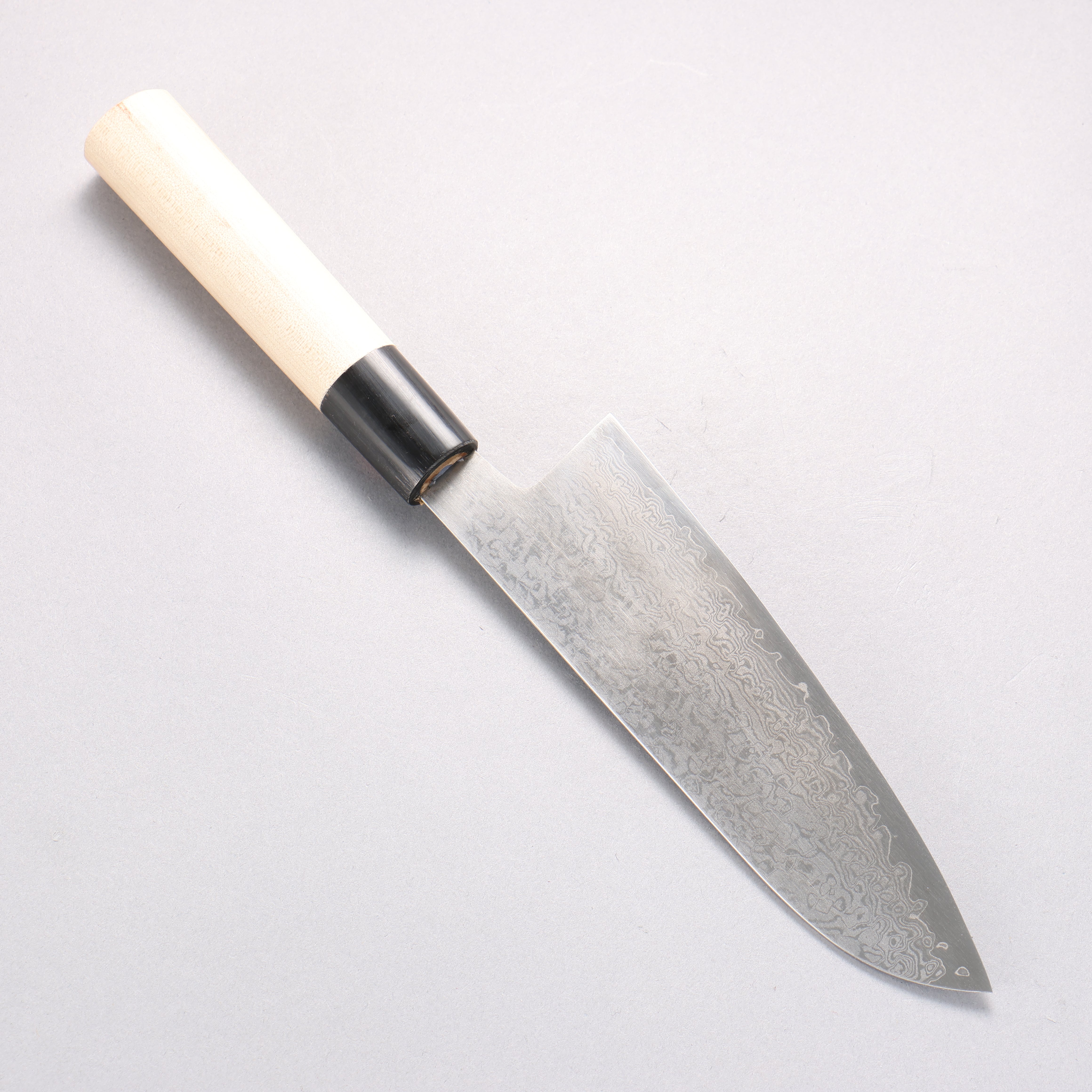 Shigeki Tanaka VG10 17 Layer Damascus Santoku 165mm Magnolia (Ferrule: Water Buffalo Horn) Handle - Japanny - Best Japanese Knife