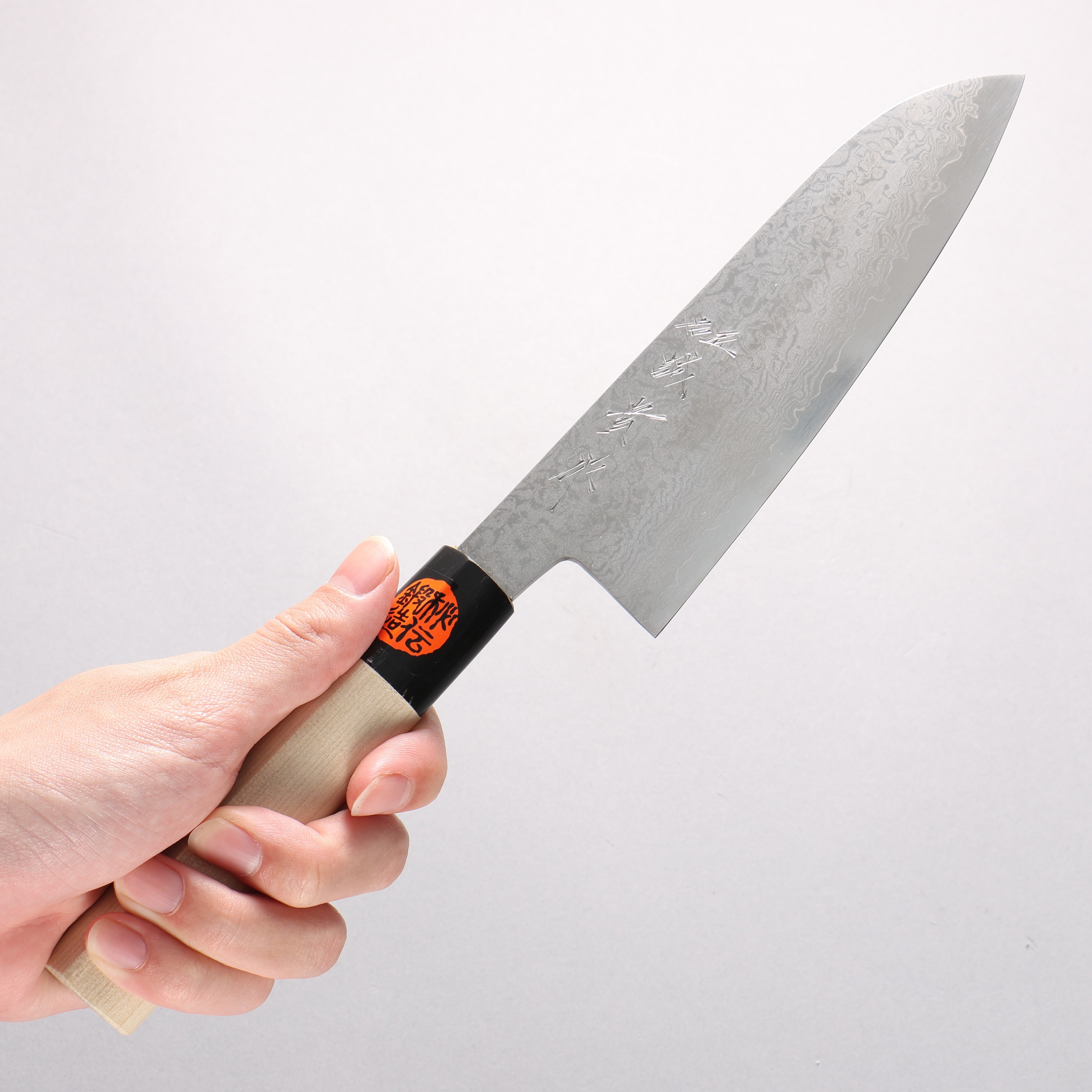 Shigeki Tanaka VG10 17 Layer Damascus Santoku 165mm Magnolia (Ferrule: Water Buffalo Horn) Handle - Japanny - Best Japanese Knife