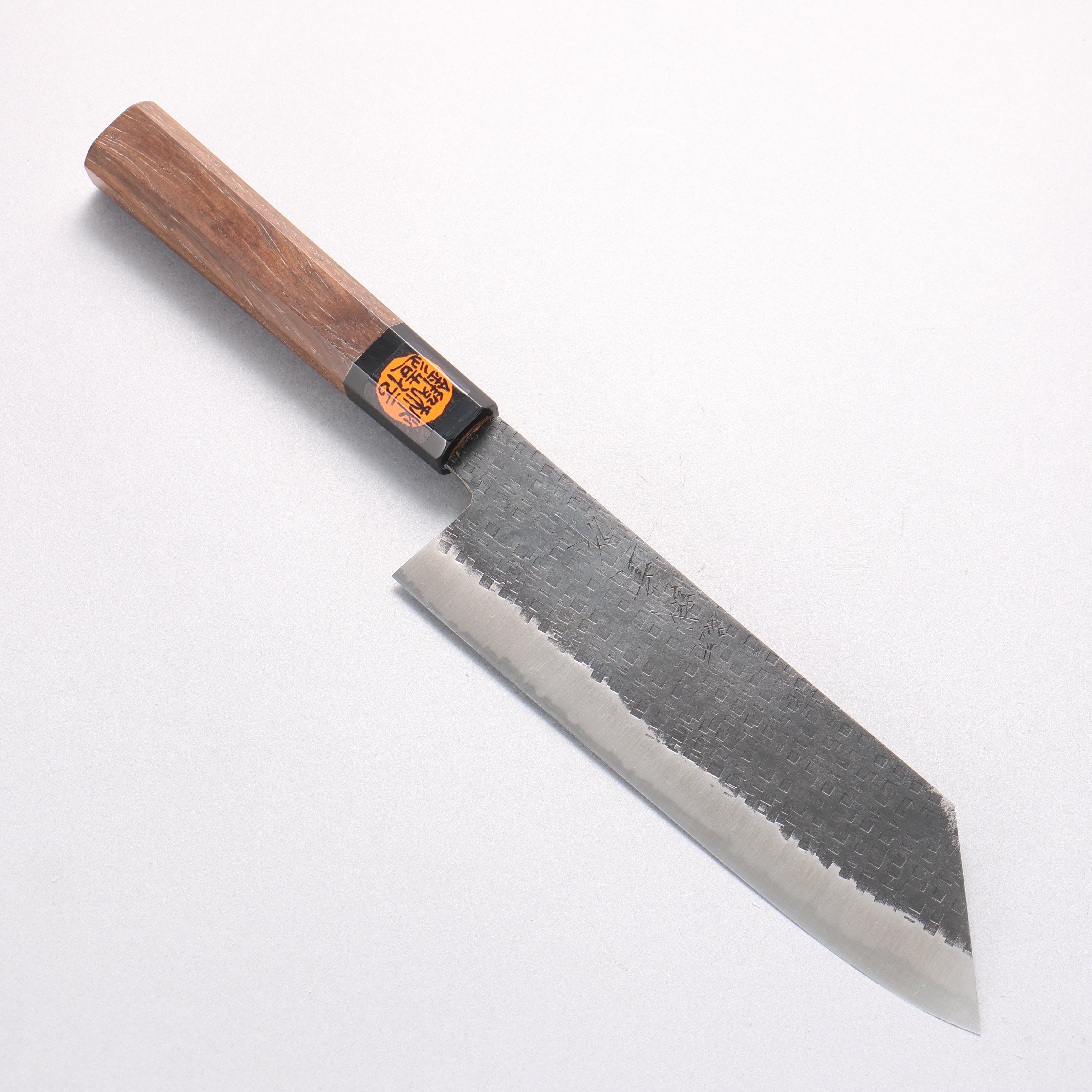Shigeki Tanaka TEKKA Blue Steel No.2 Kurouchi Hammered(square) Nakiri 180mm Walnut Handle - Japanny - Best Japanese Knife