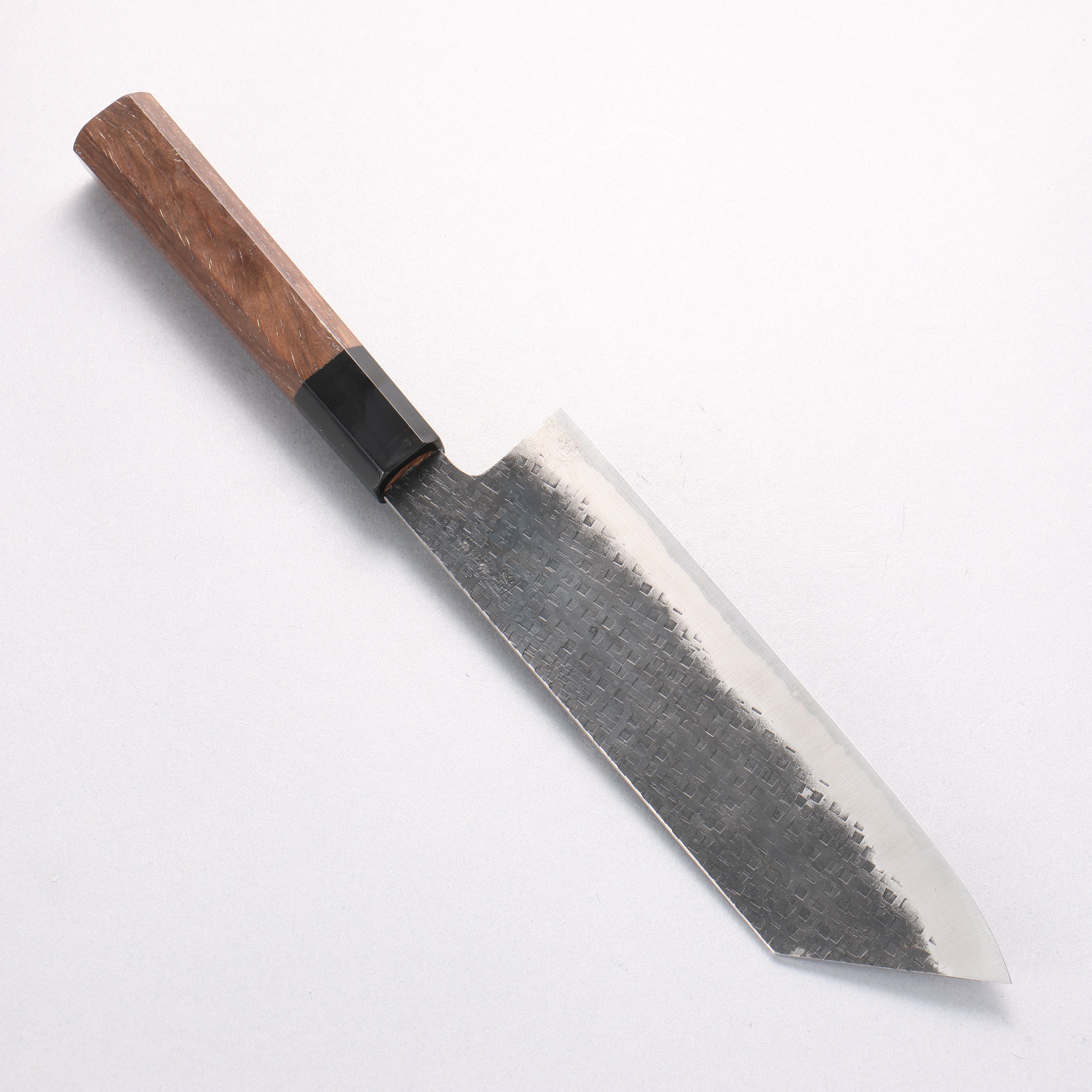 Shigeki Tanaka TEKKA Blue Steel No.2 Kurouchi Hammered(square) Nakiri 180mm Walnut Handle - Japanny - Best Japanese Knife