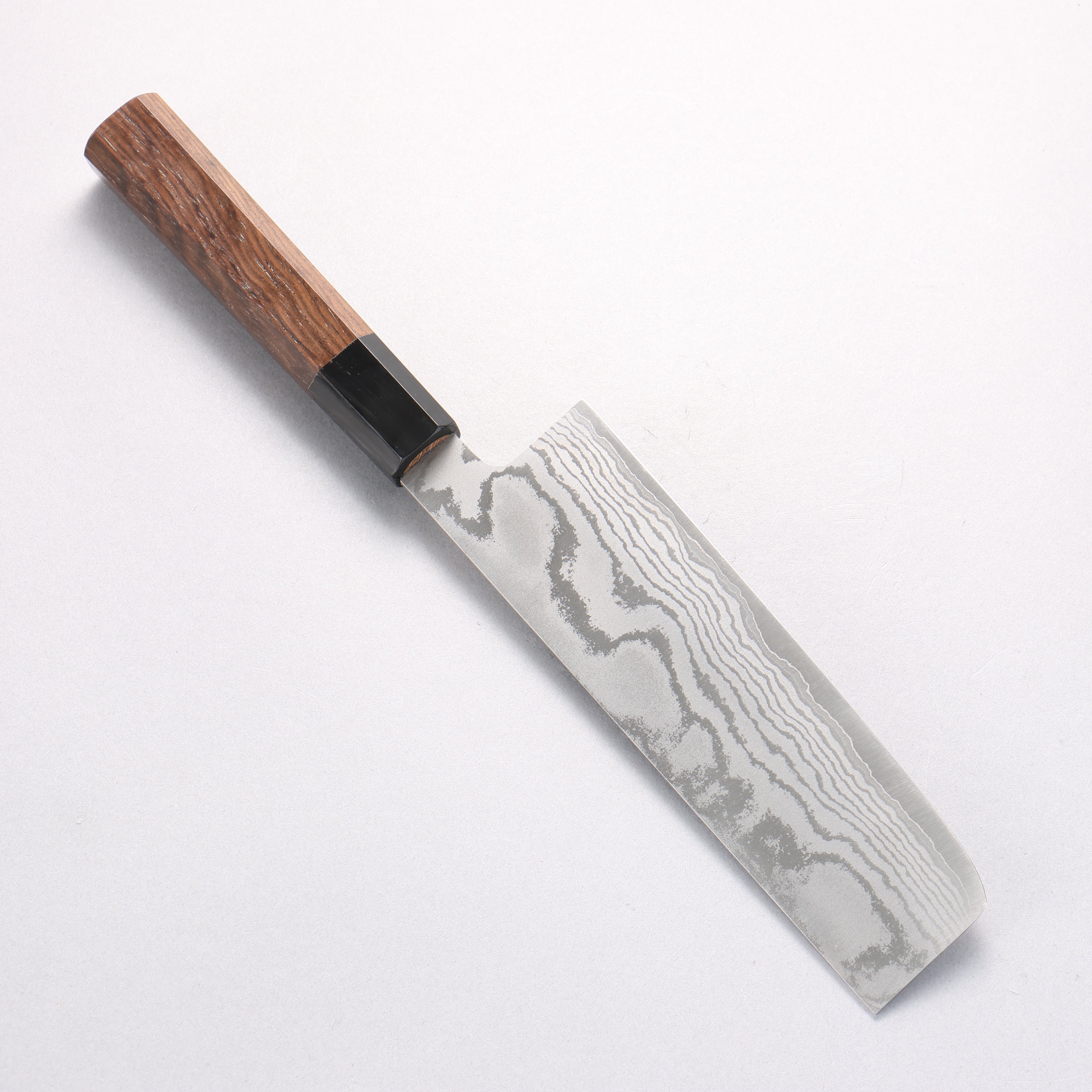 Shigeki Tanaka VG10 17 Layer Damascus Nakiri 165mm Walnut Handle - Japanny - Best Japanese Knife