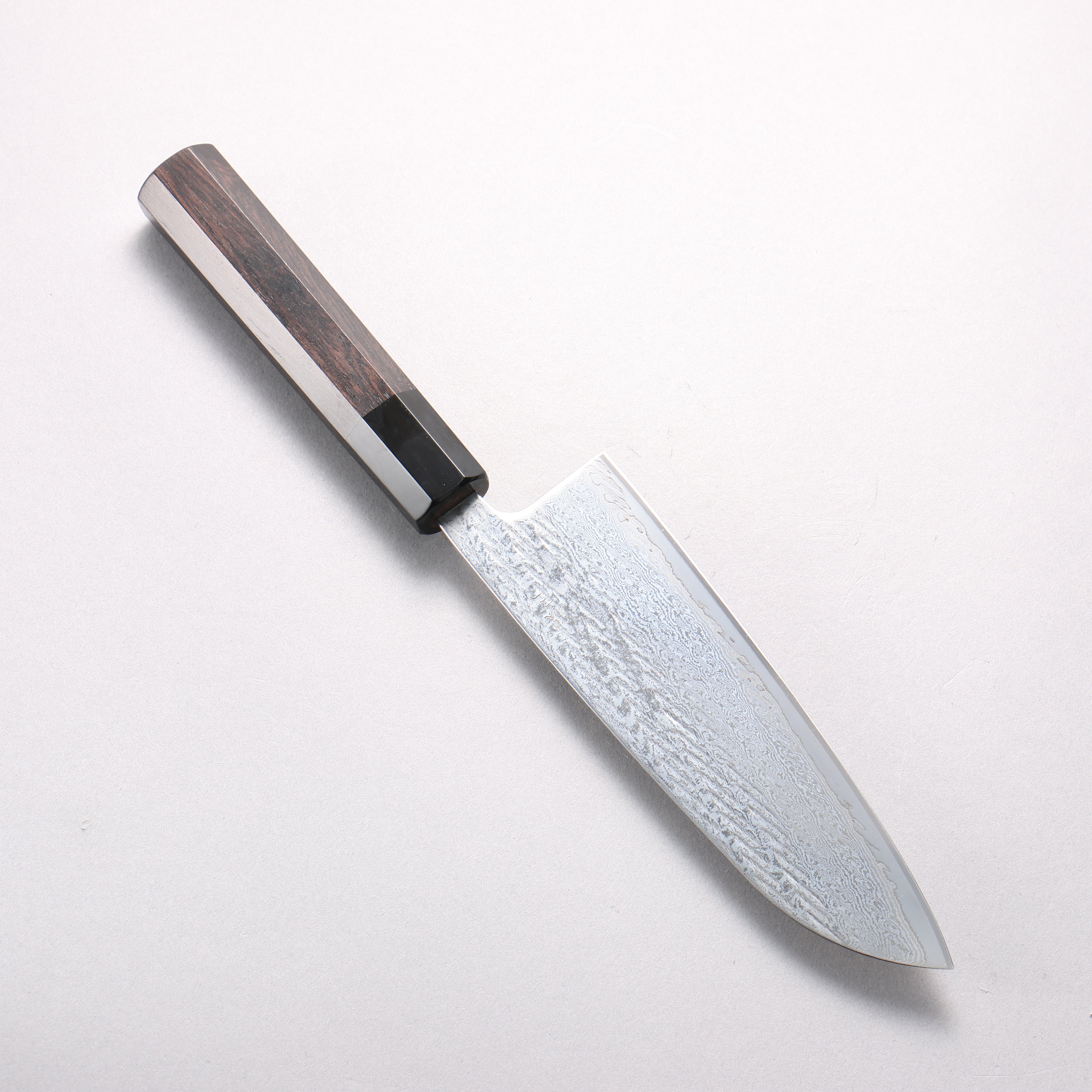 Seisuke AUS10 Hammered Damascus Rope Pattern Santoku 170mm Ebony Wood (ferrule: Black Water Buffalo Horn) Handle - Japanny - Best Japanese Knife