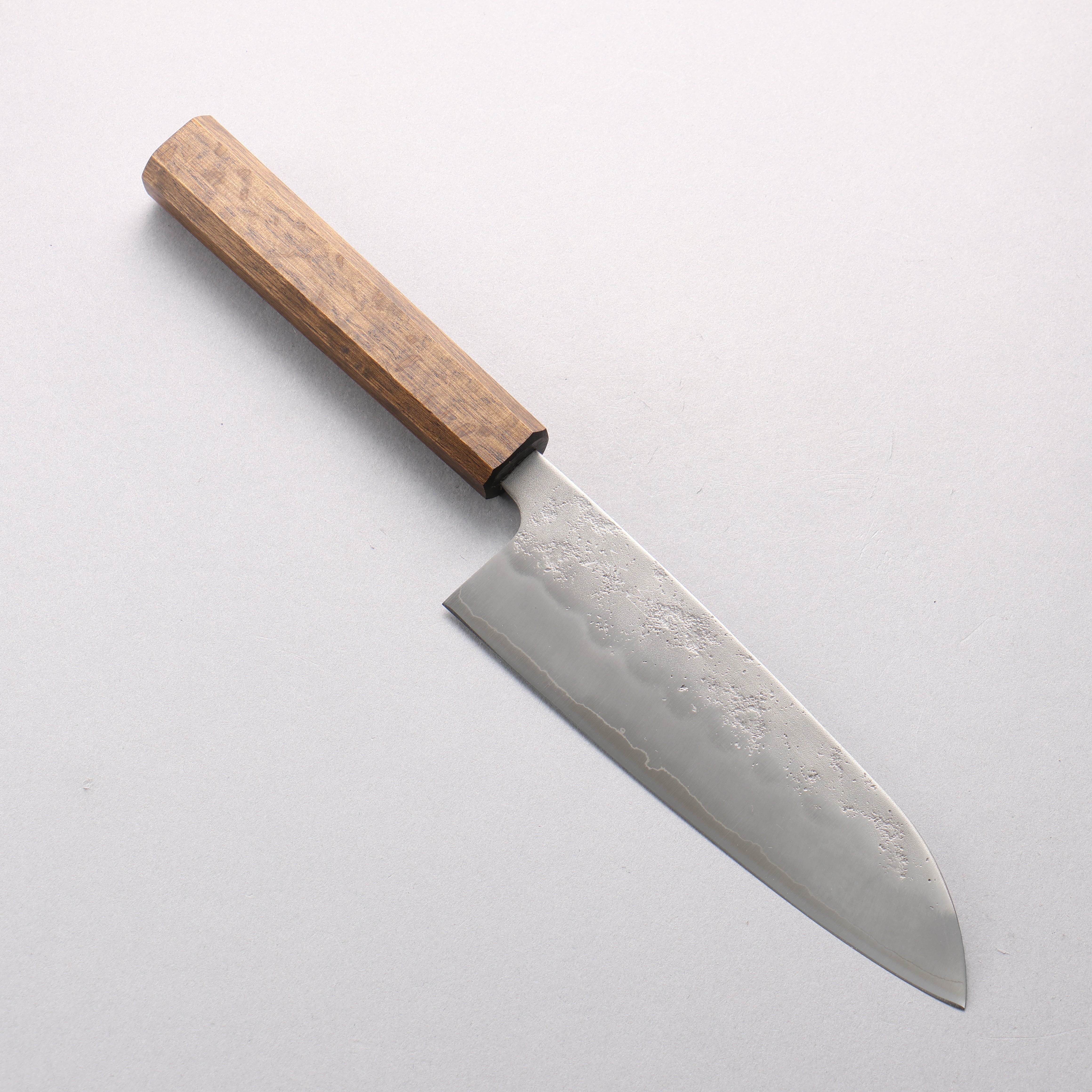 Oul Silver Steel No.3 Nashiji Santoku 165mm Oak (Baikoku / Soot Black) Handle