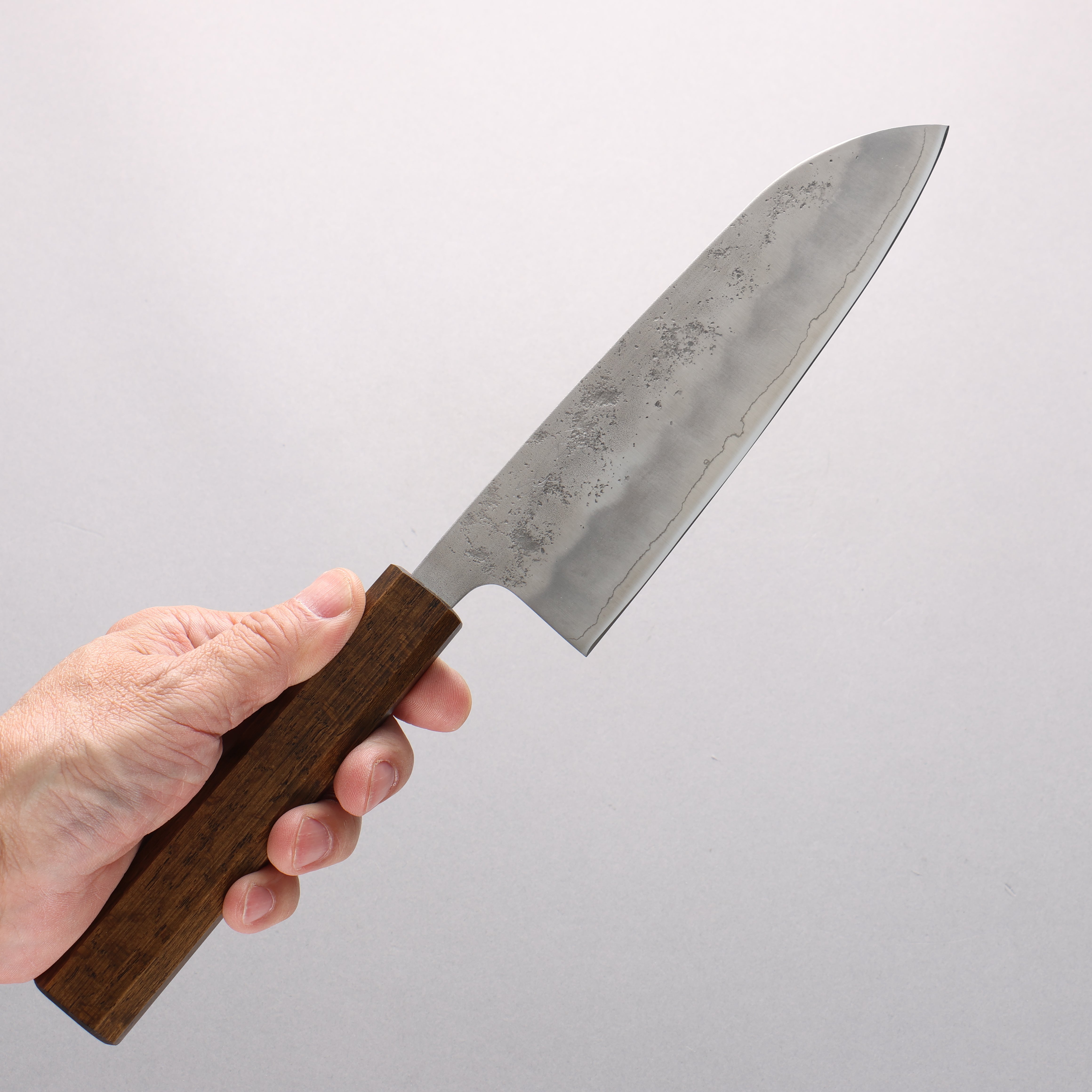 Oul Silver Steel No.3 Nashiji Santoku 165mm Oak (Baikoku / Soot Black) Handle - Japanny - Best Japanese Knife