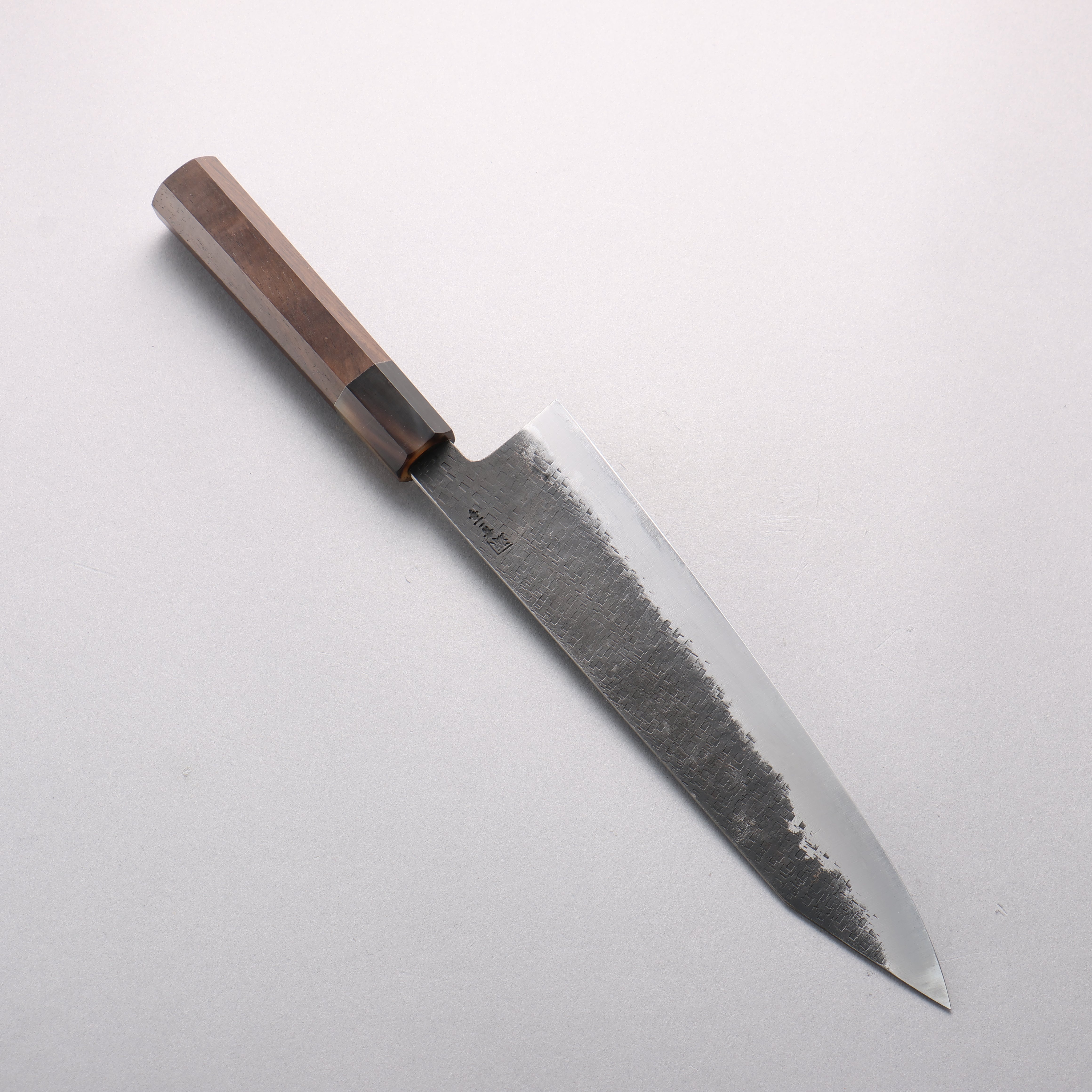 Shigeki Tanaka TEKKA Blue Steel No.2 Kurouchi Hammered(square) Kiritsuke Gyuto 240mm Walnut Handle - Japanny - Best Japanese Knife