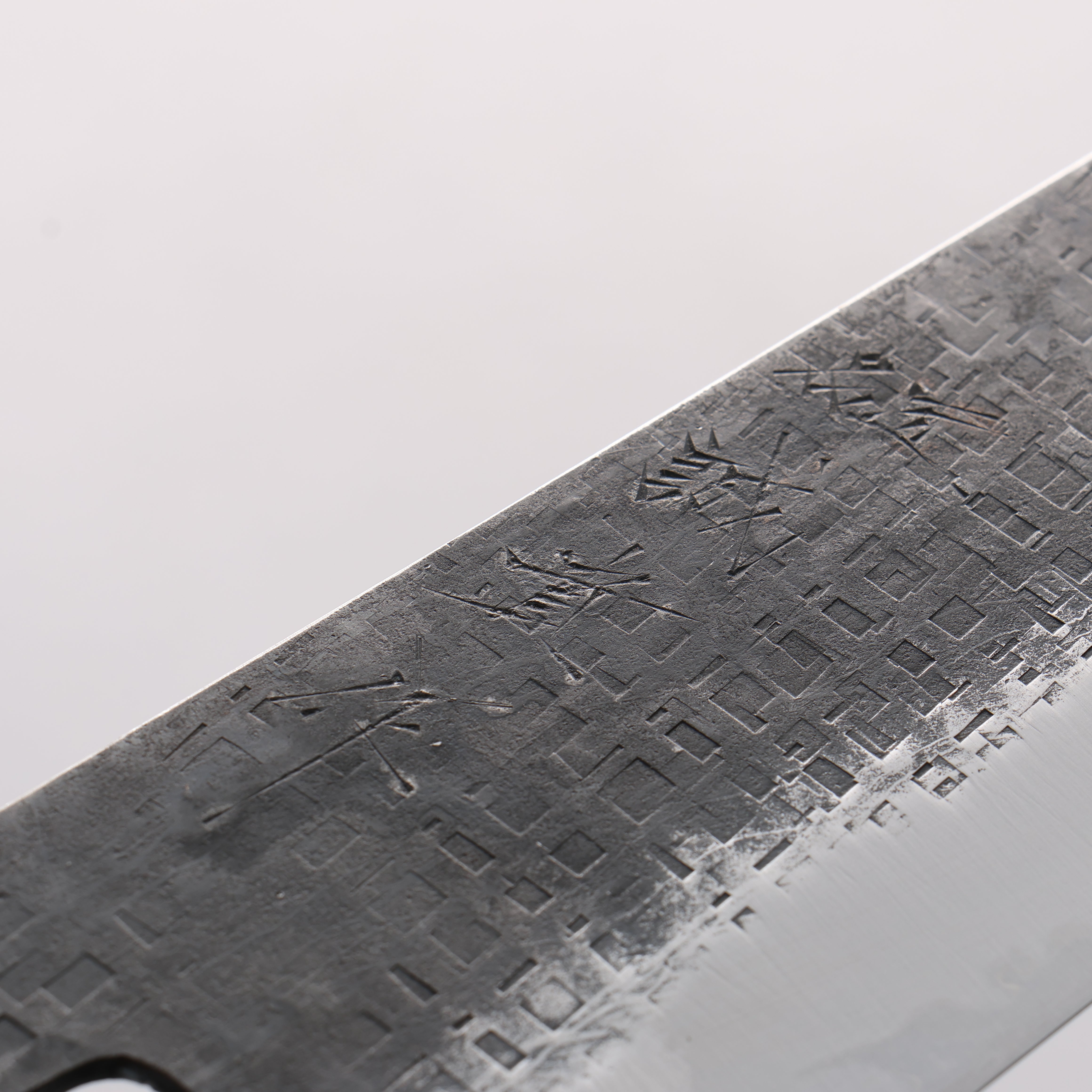 Shigeki Tanaka TEKKA Blue Steel No.2 Kurouchi Hammered(square) Kiritsuke Gyuto 240mm Walnut Handle - Japanny - Best Japanese Knife