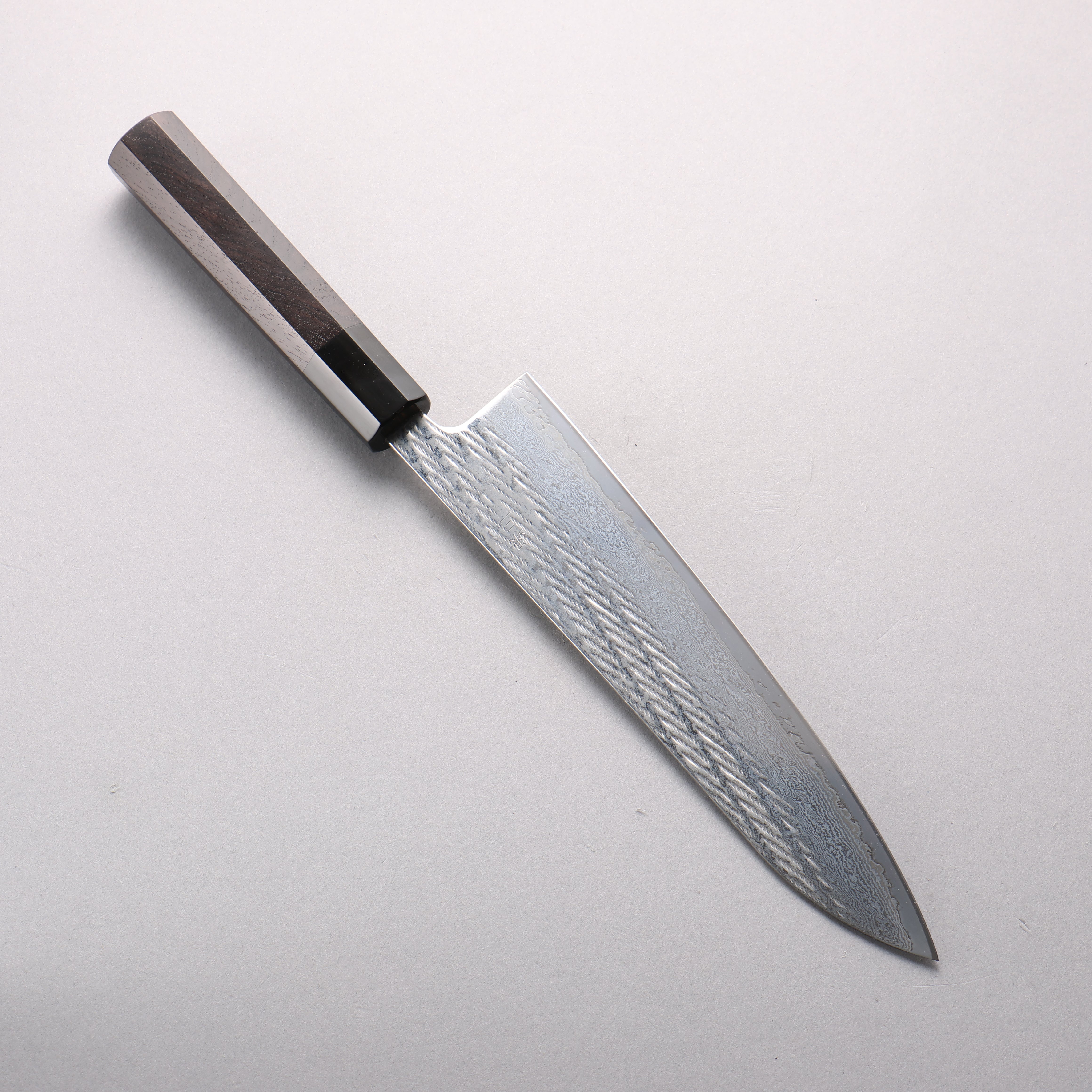 Seisuke Silver Steel No.3 Damascus Rope Pattern Gyuto 210mm Ebony Wood (ferrule: Black Water Buffalo Horn) Handle