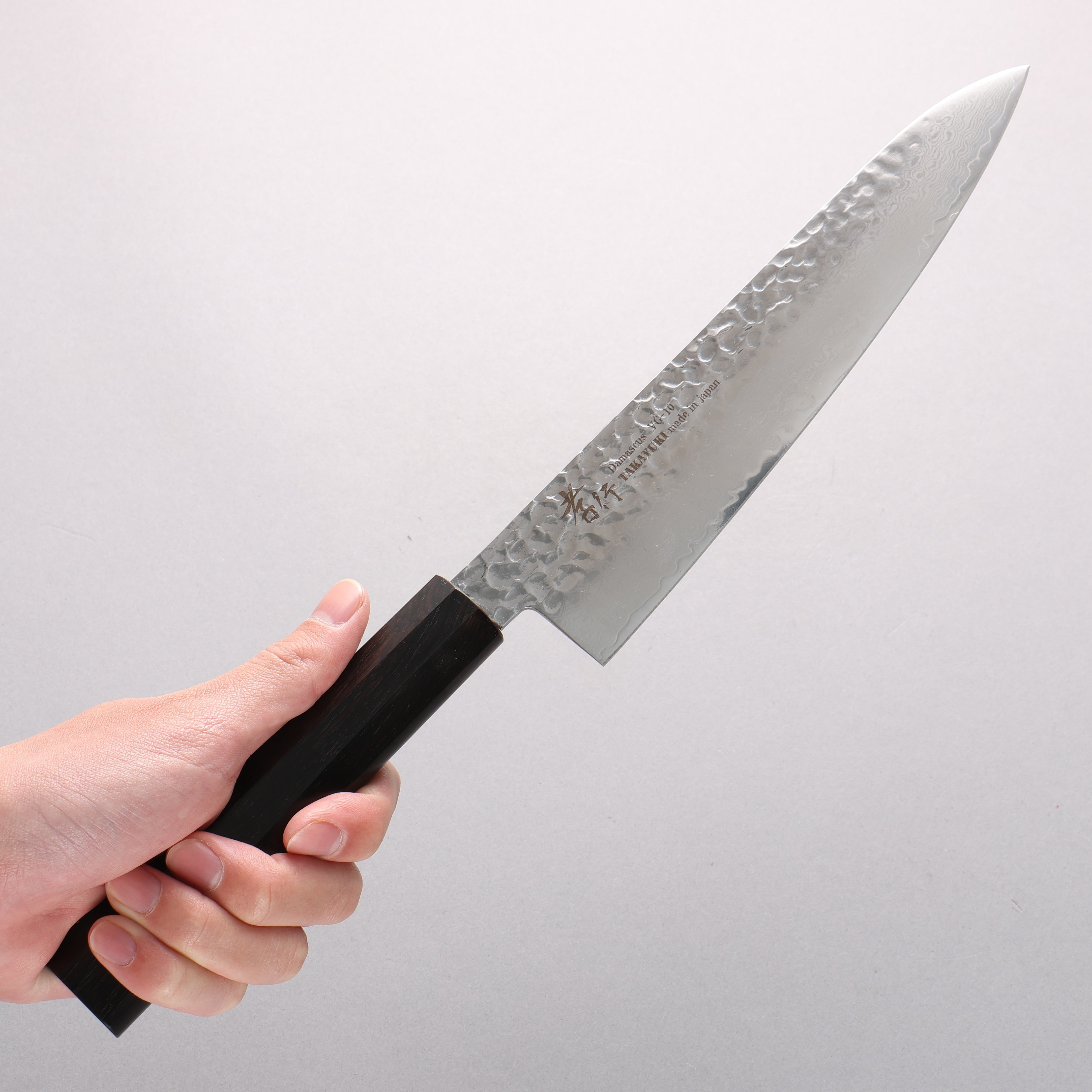 Sakai Takayuki VG10 33 Layer Damascus Gyuto  210mm Ebony(6 sided teardrop) Handle