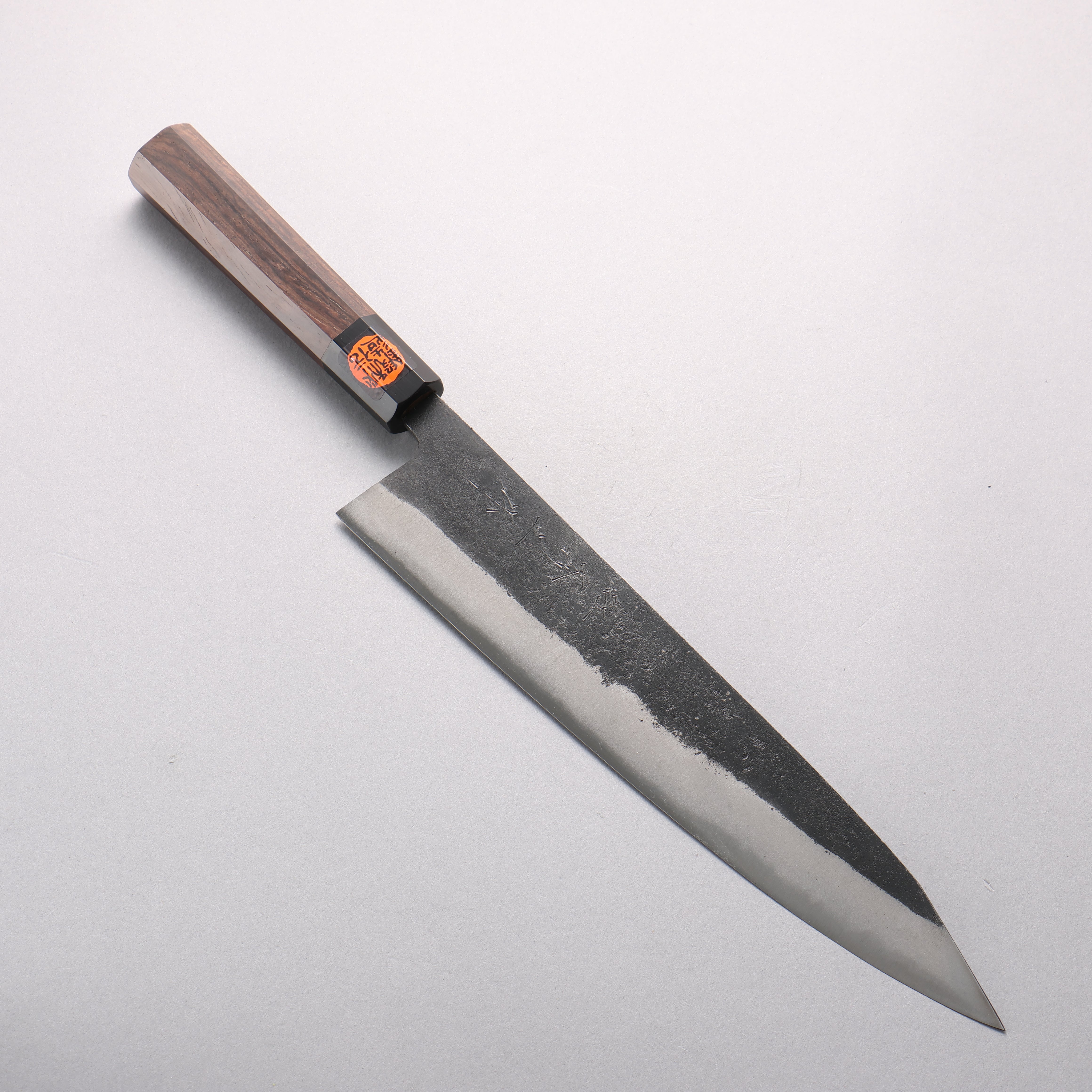 Shigeki Tanaka TEKKA Blue Steel No.2 Kurouchi Hammered(square) Kiritsuke Gyuto 270mm Walnut Handle