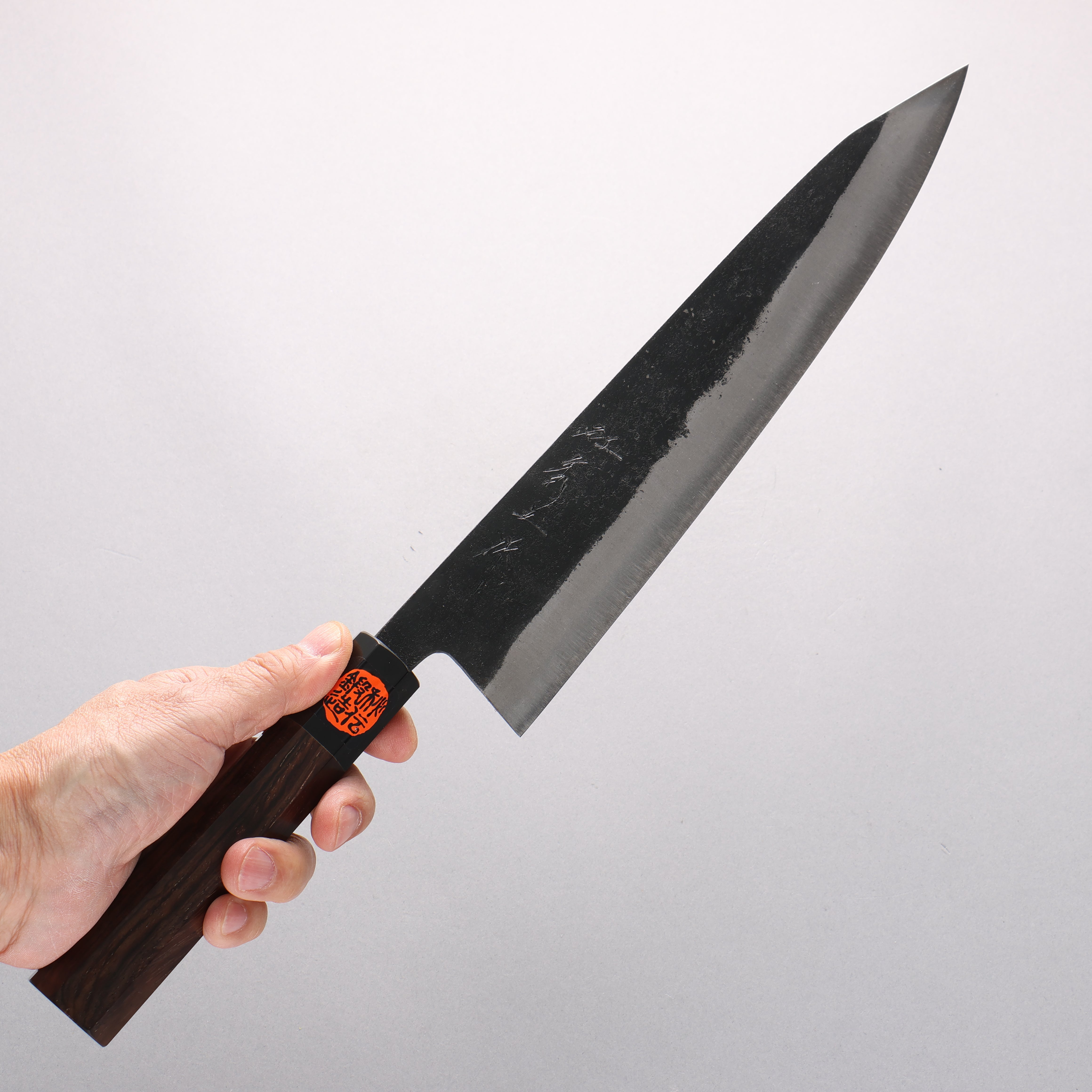 Shigeki Tanaka TEKKA Blue Steel No.2 Kurouchi Hammered(square) Kiritsuke Gyuto 270mm Walnut Handle