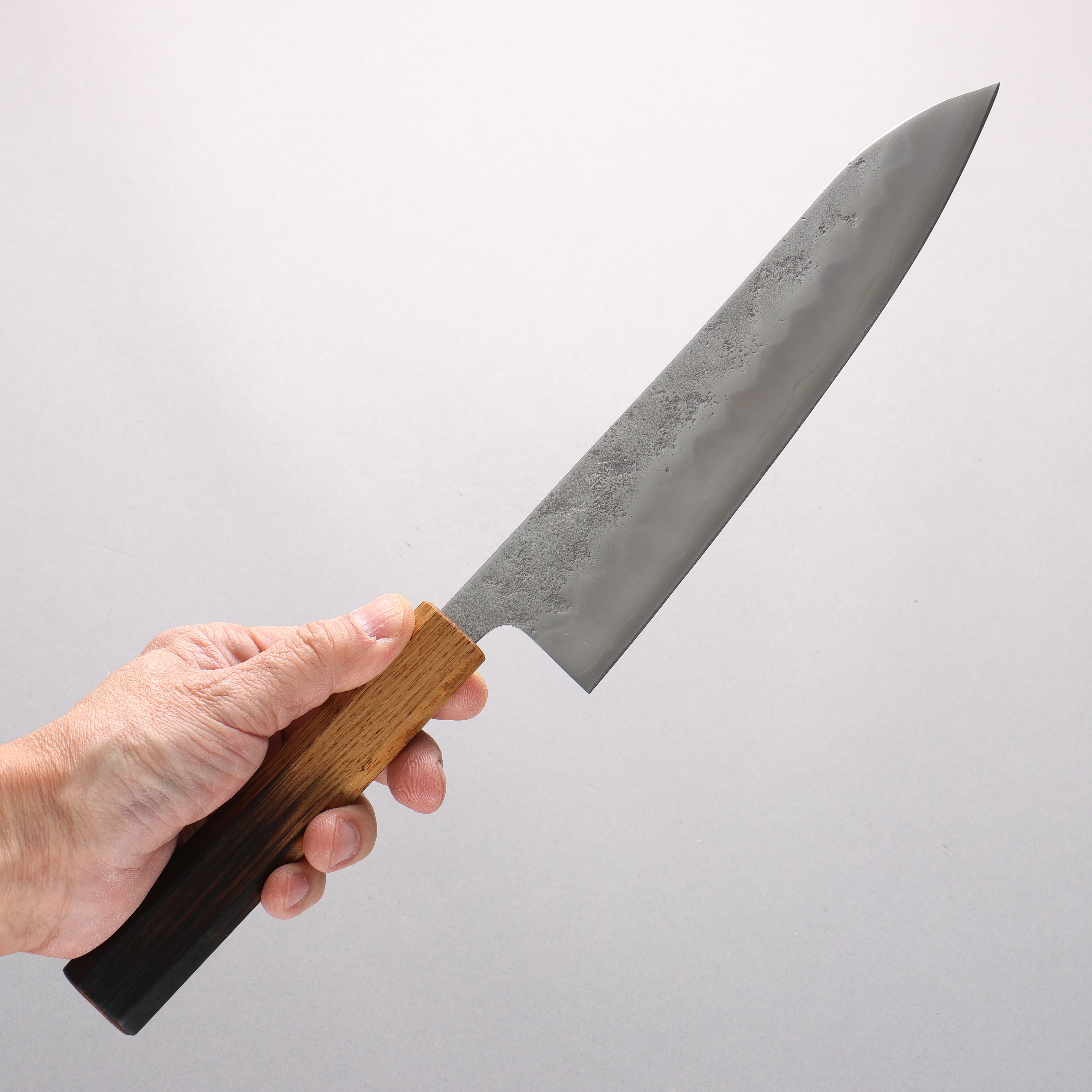 Oul Silver Steel No.3 Nashiji Gyuto 210mm Burnt Oak Handle - Japanny - Best Japanese Knife