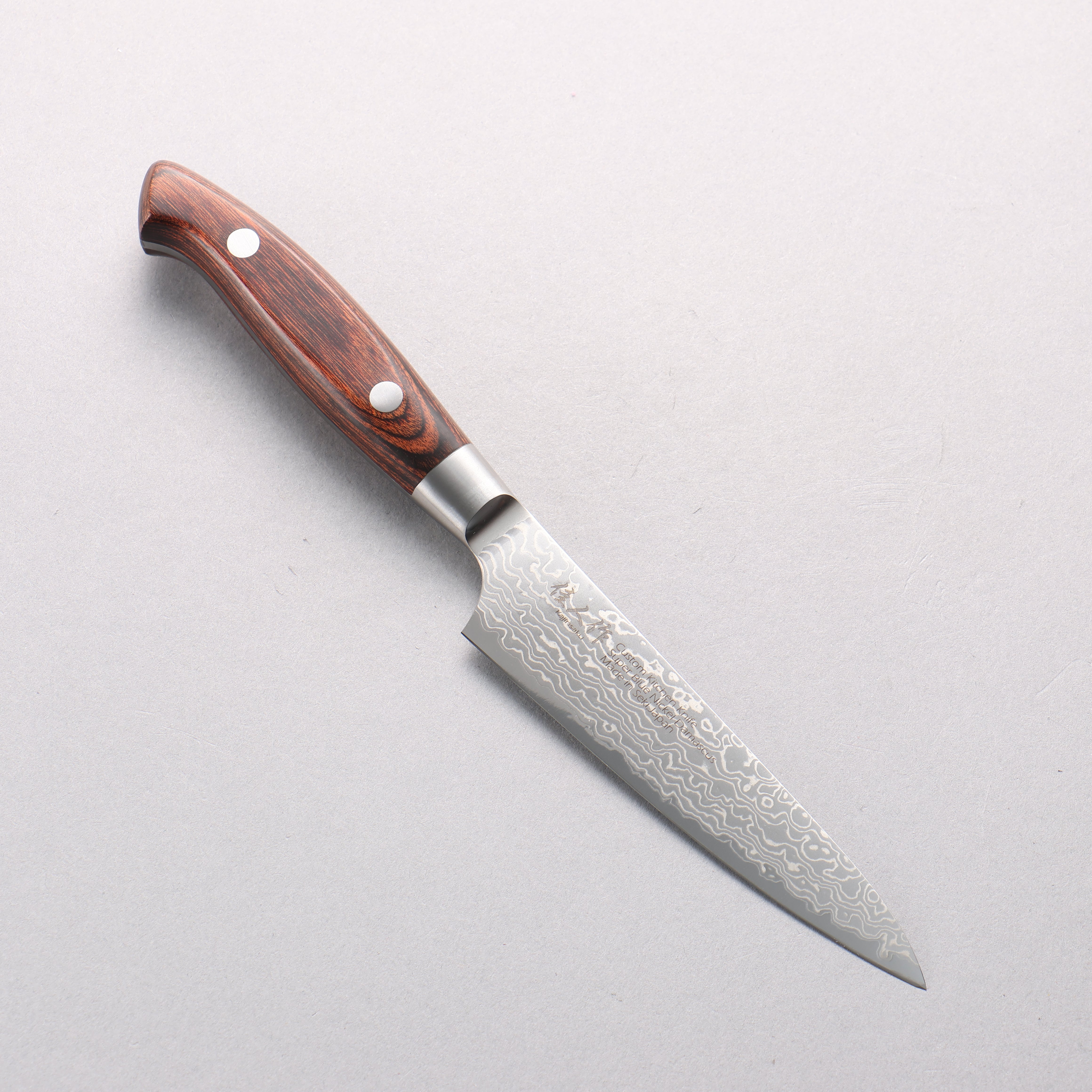 Kajin Blue Super Damascus Petty-Utility 120mm Mahogany Handle