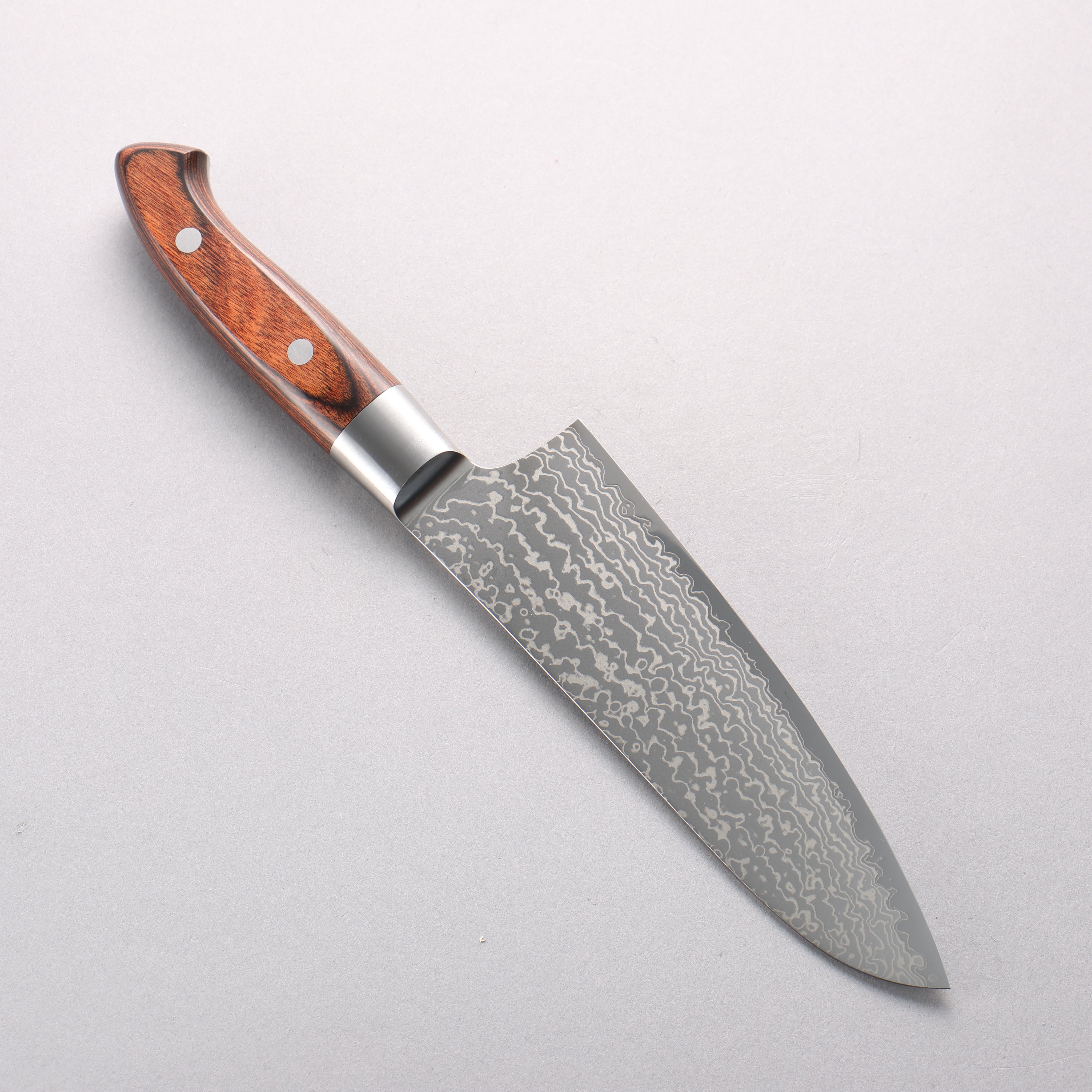Kajin Blue Super Damascus Santoku 180mm Mahogany Handle