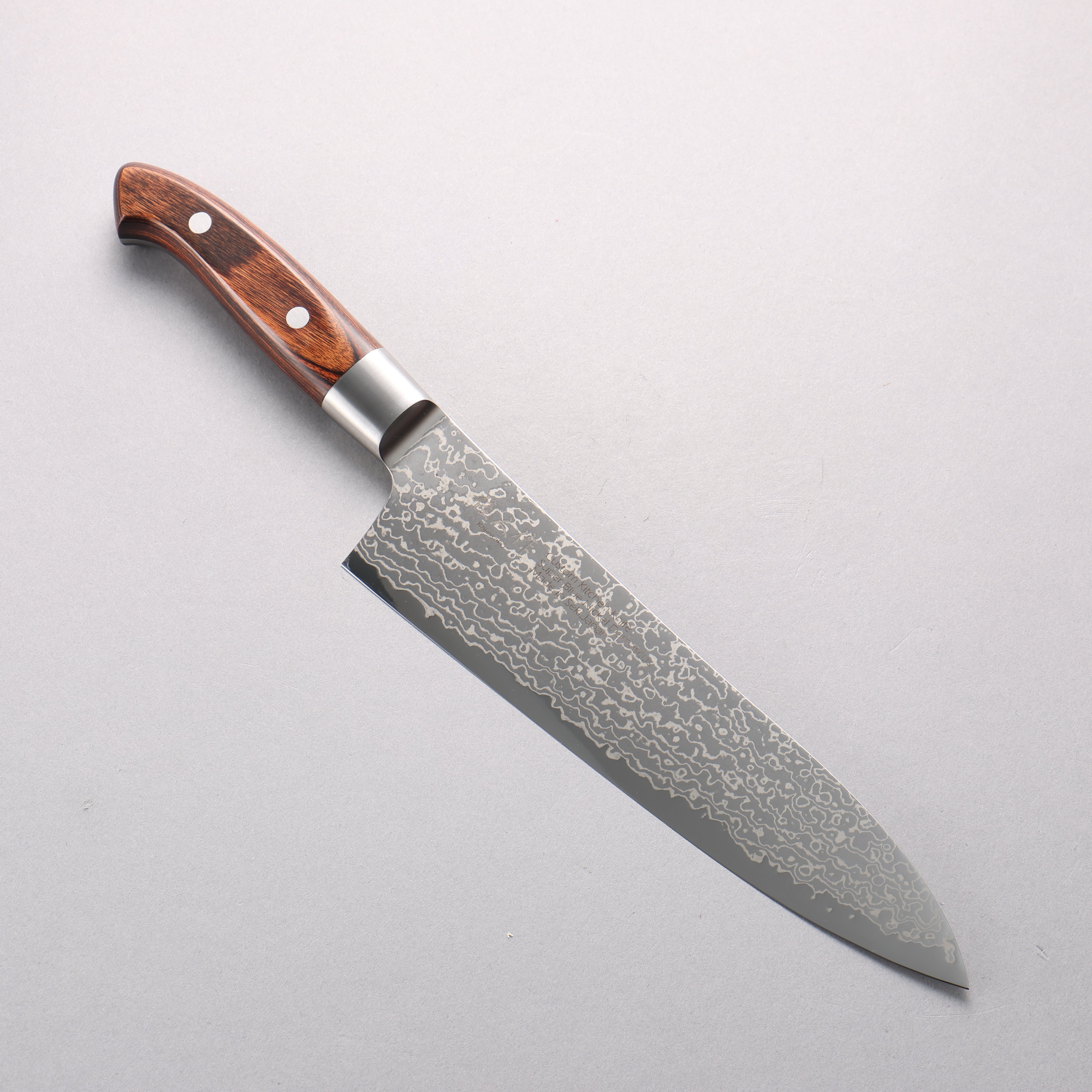 Kajin Blue Super Damascus Gyuto 210mm Mahogany Handle