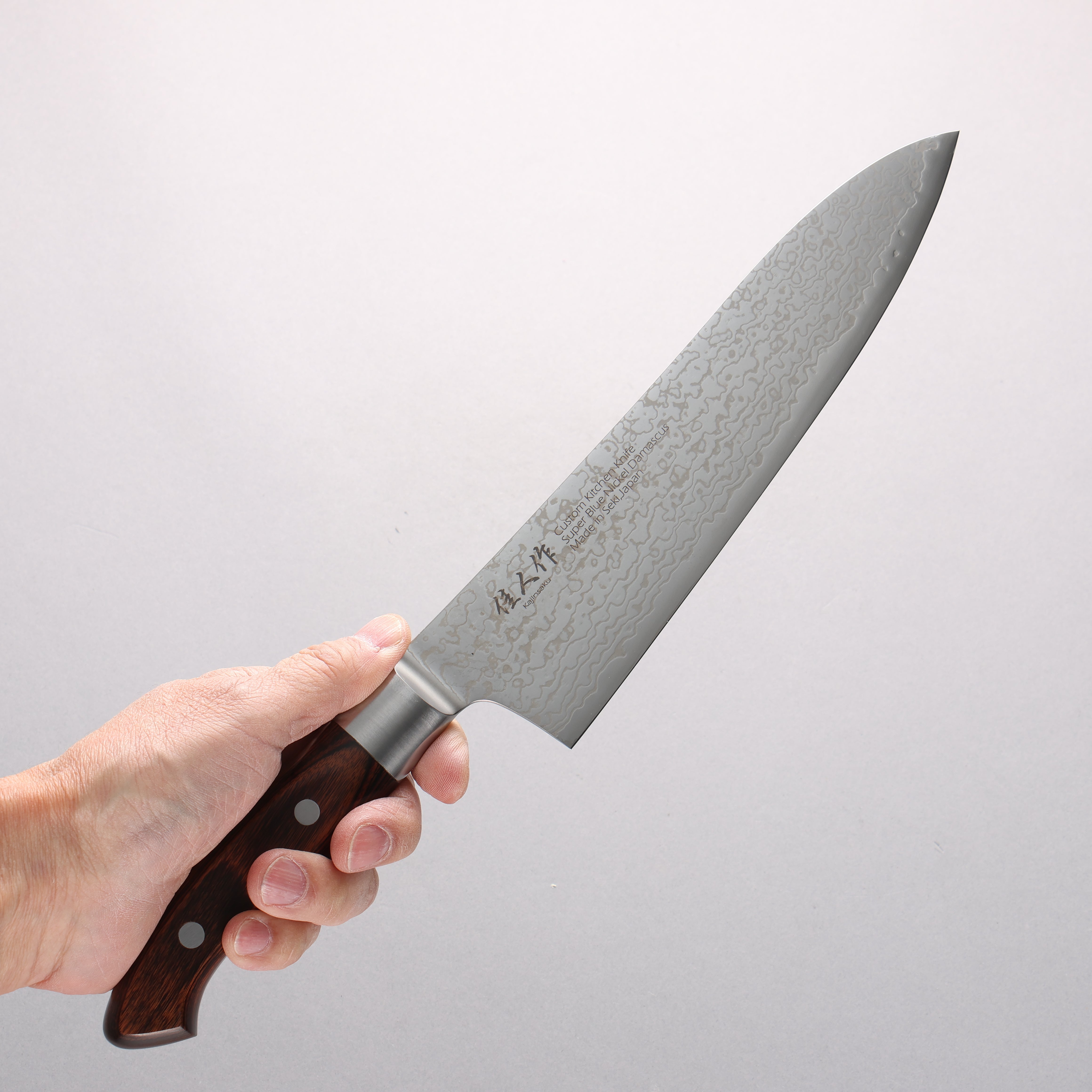 Kajin Blue Super Damascus Gyuto 210mm Mahogany Handle