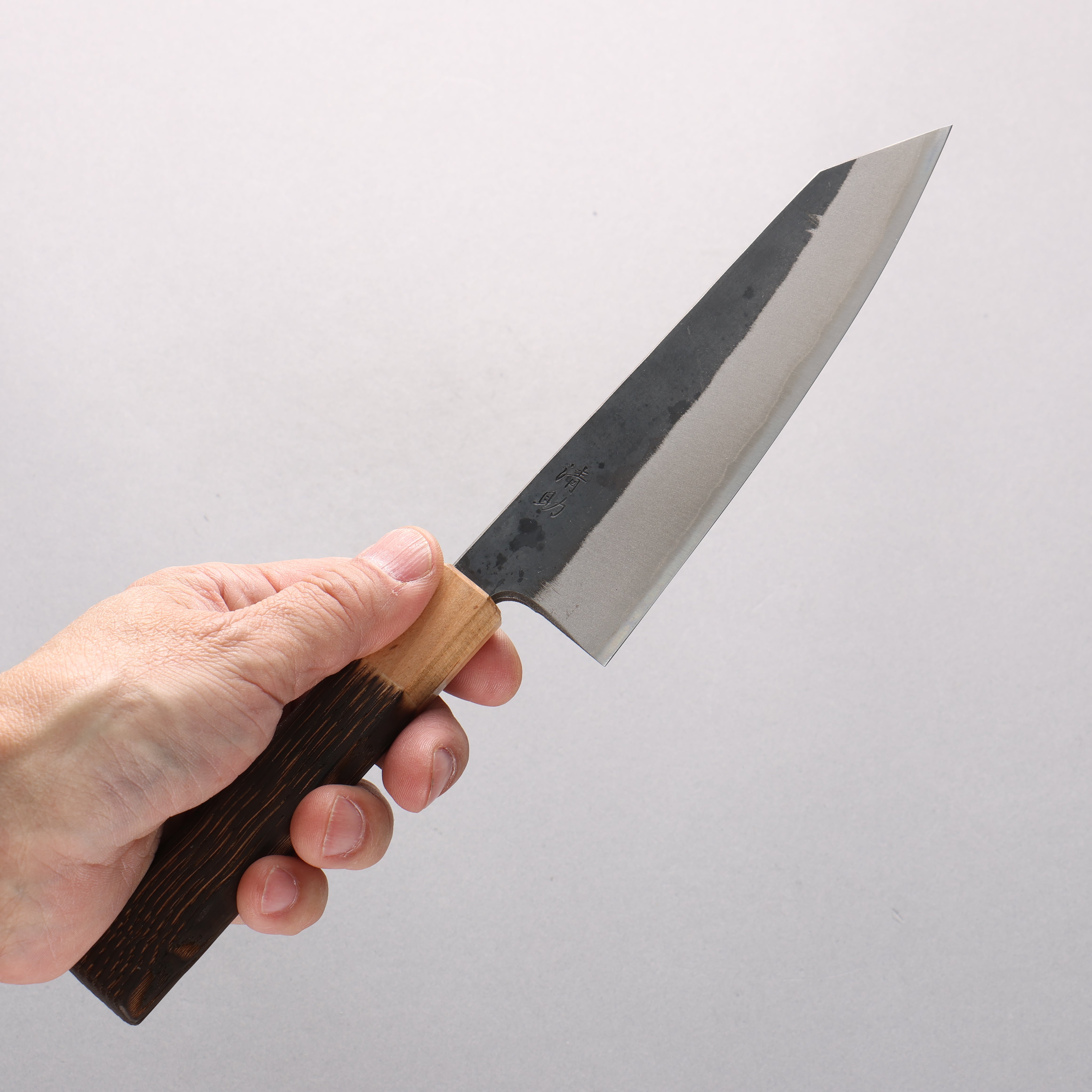 Seisuke Blue Steel No.2 Black Finished Small Bunka 150mm Burnt Chestnut (ferrule: Cherry Wood) Handle - Japanny - Best Japanese Knife