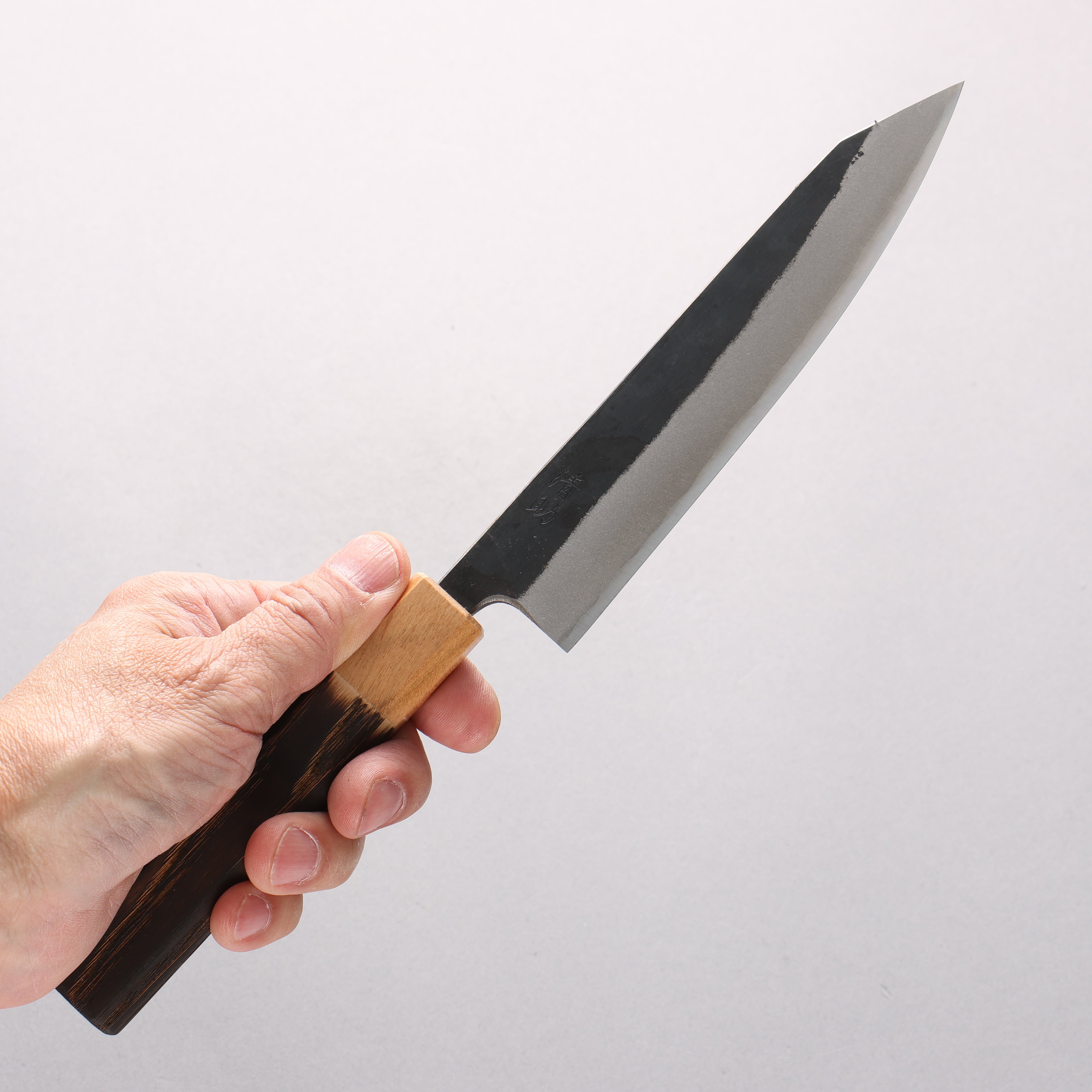 Seisuke Blue Steel No.2 Black Finished Kiritsuke Petty-Utility 150mm Burnt Chestnut (ferrule: Cherry Wood) Handle - Japanny - Best Japanese Knife